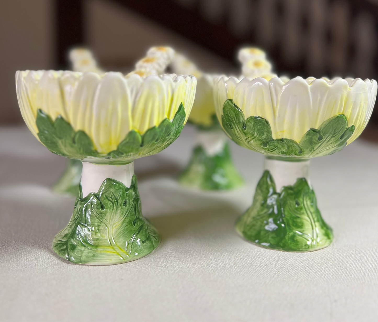 4 coupelles marguerite et cuillères