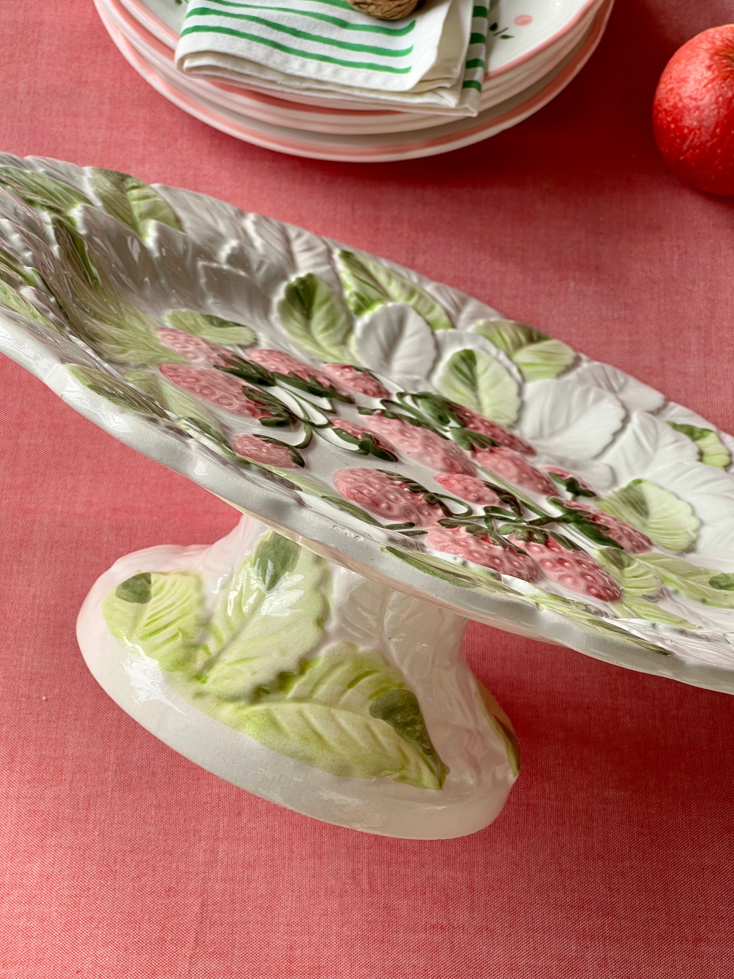Plat à gâteaux sur pied framboises Made in Italy