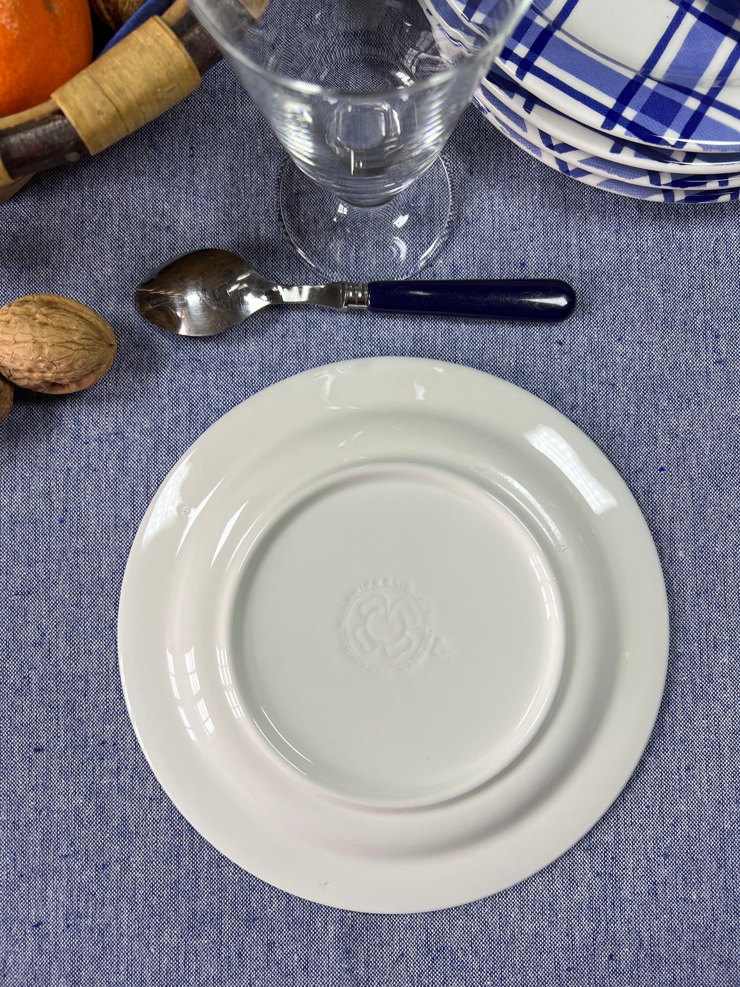 6 assiettes à dessert carreaux bleus et blancs Italy