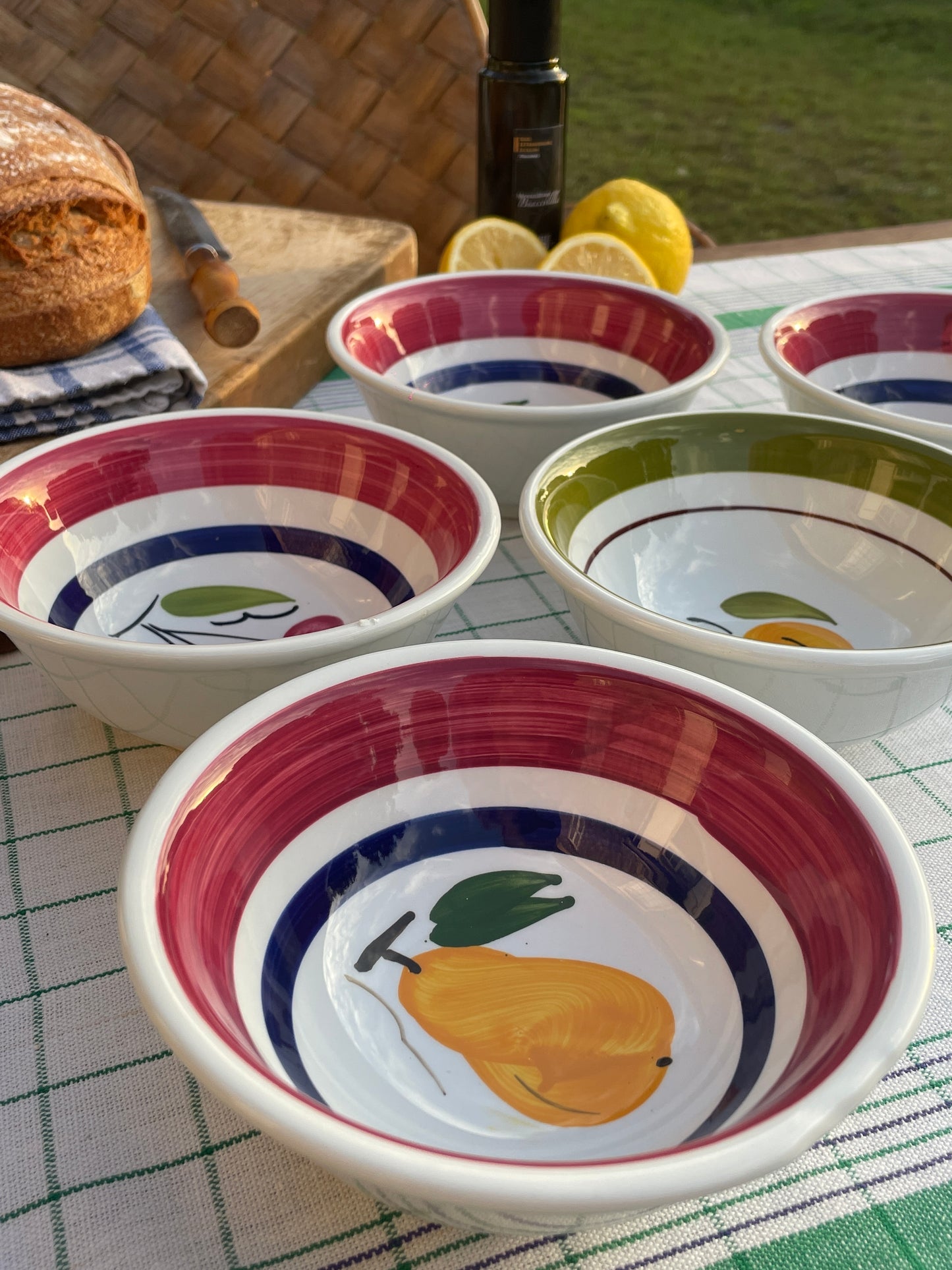 1 ensemble saladier et 5 coupelles Fruits Made in Italy