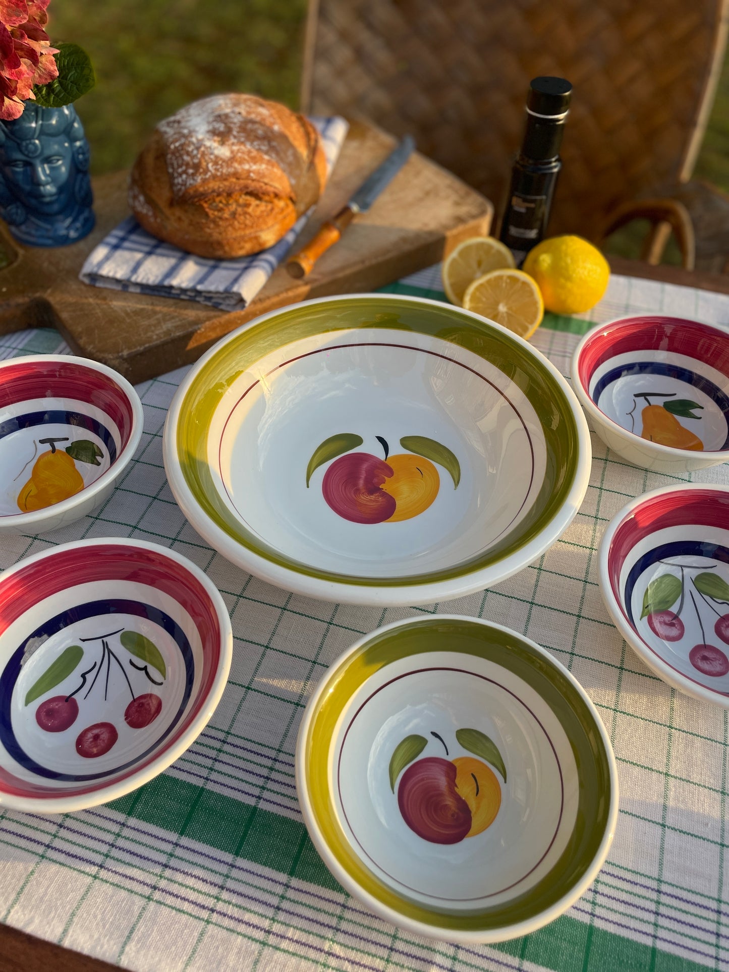 1 ensemble saladier et 5 coupelles Fruits Made in Italy