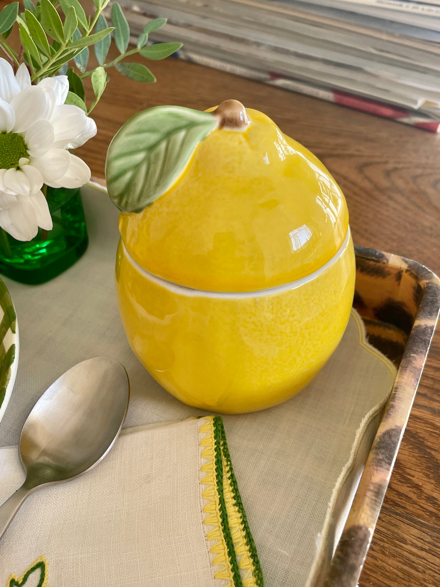 Sucrier/confiturier en forme de citron