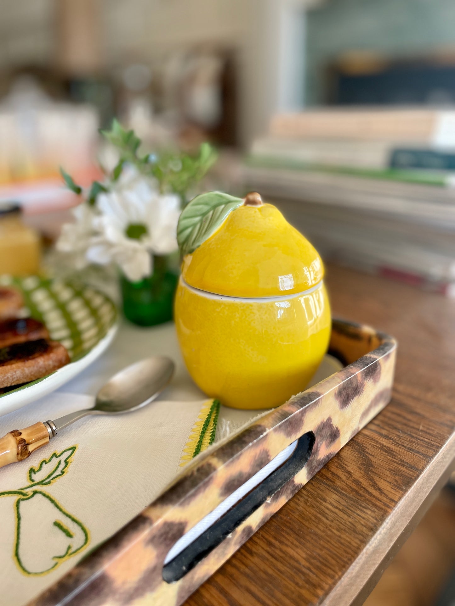 Sucrier/confiturier en forme de citron