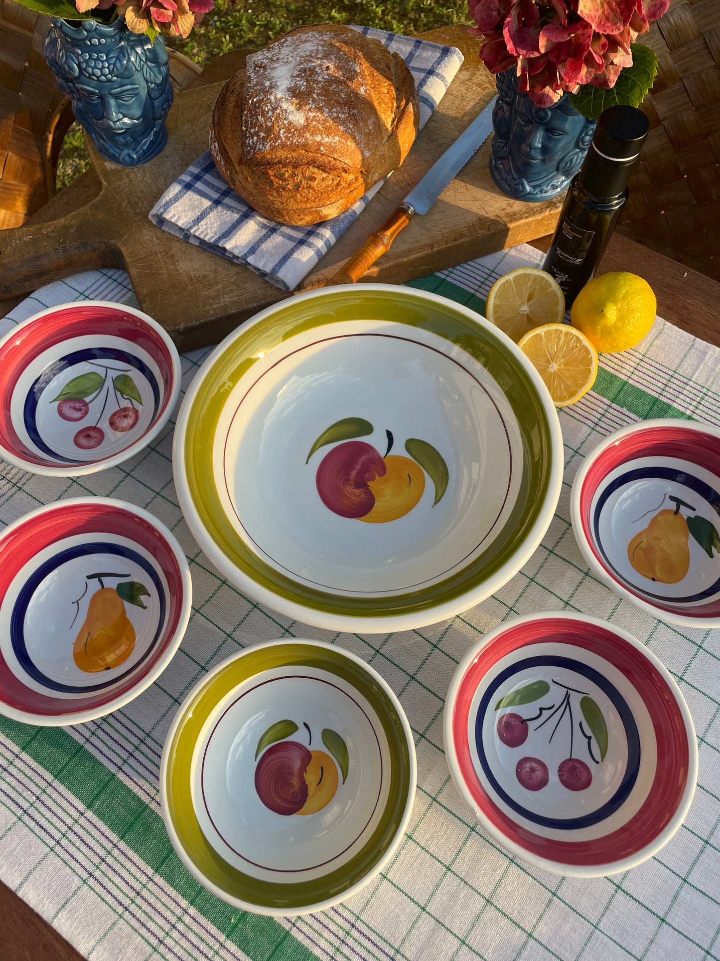 1 ensemble saladier et 5 coupelles Fruits Made in Italy