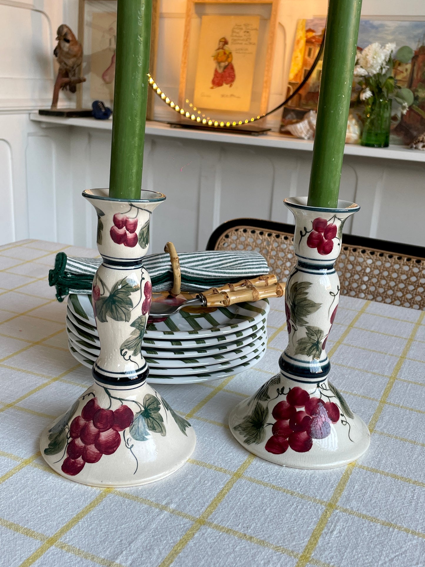 2 bougeoirs grappes de raisins