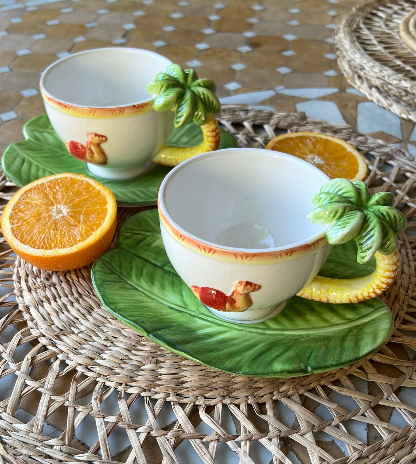 Ensemble petit déjeuner palmier