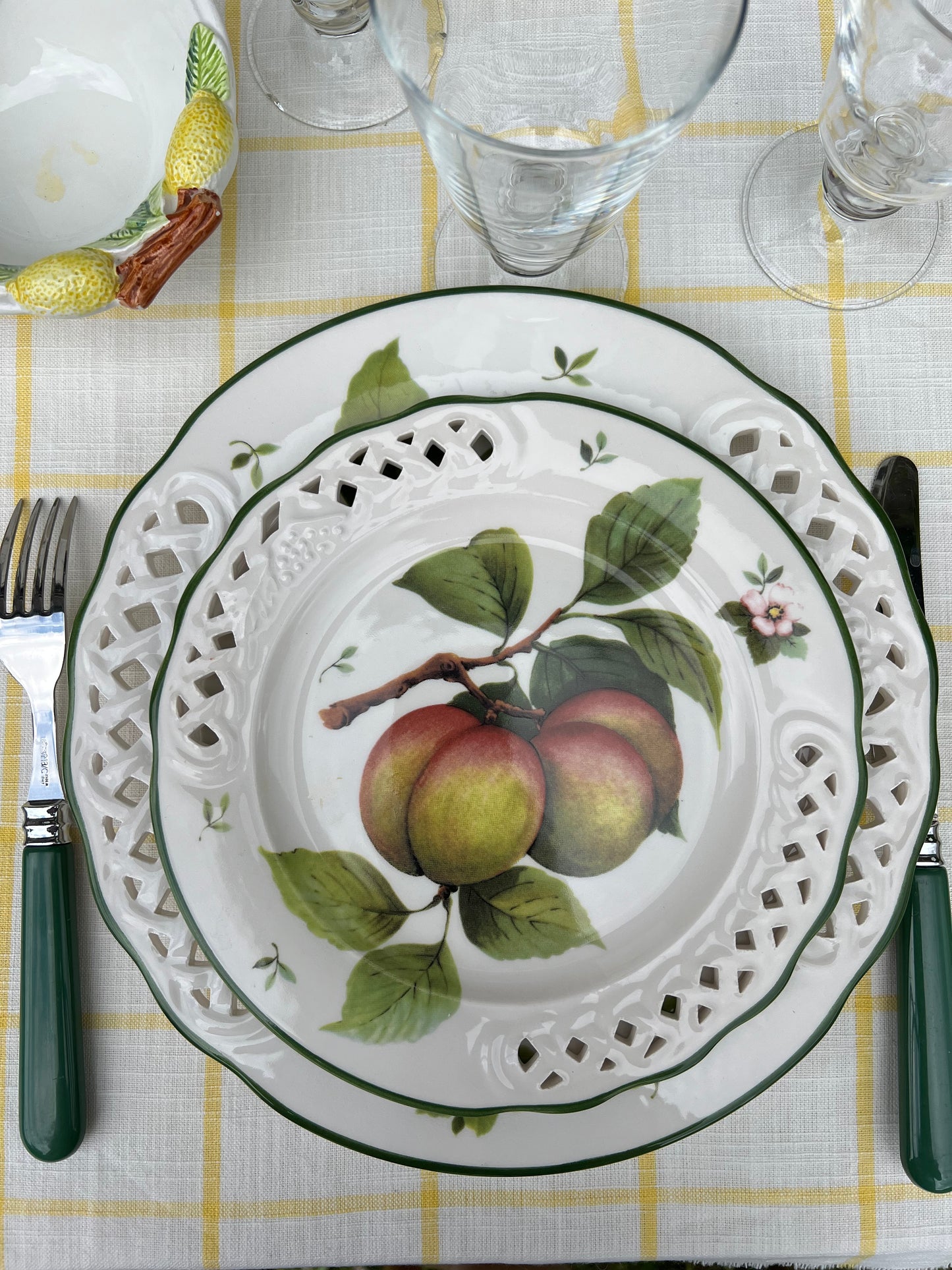 4 assiettes à dessert fruits Made in Italy