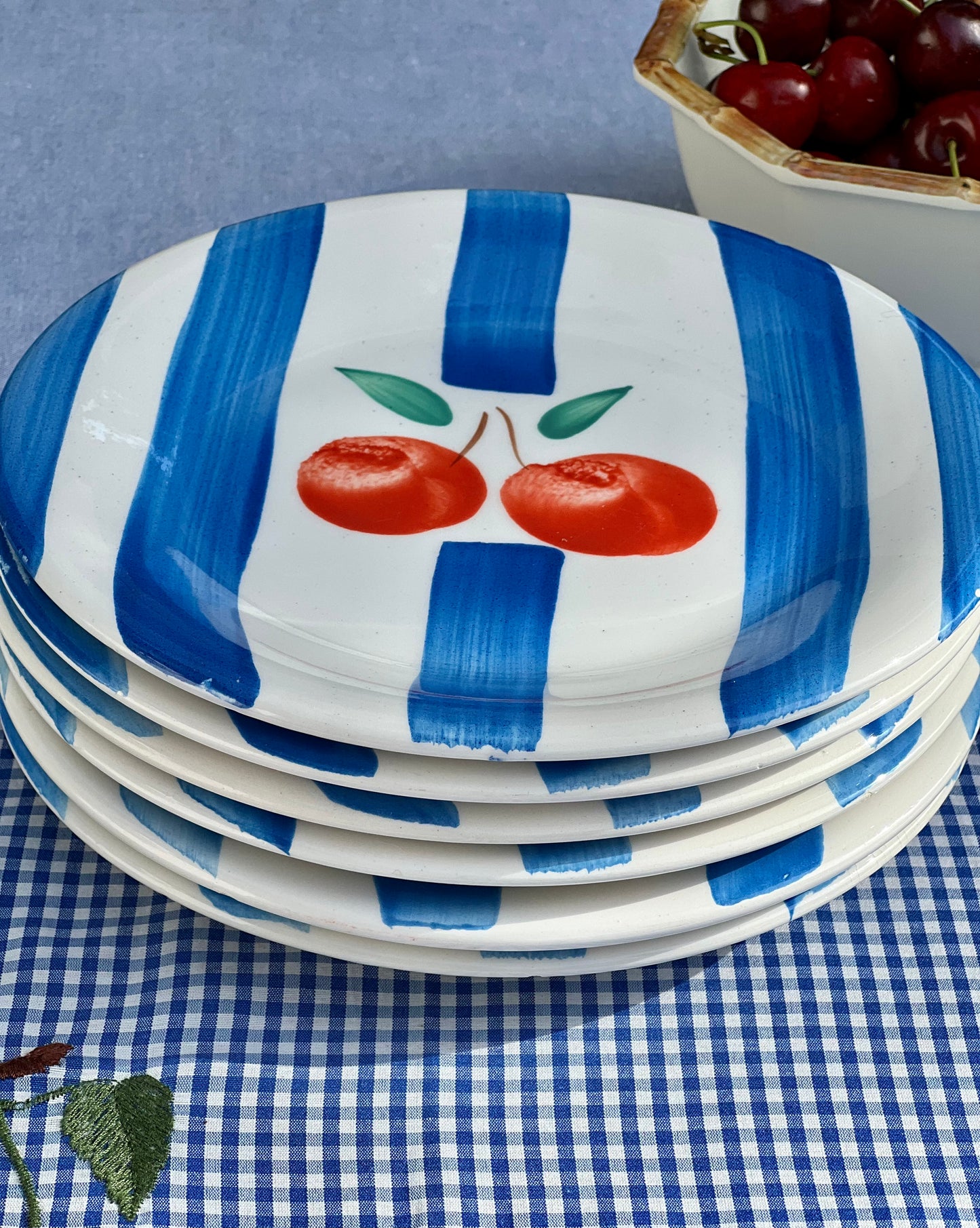 6 assiettes dessert cerises Made in Italy
