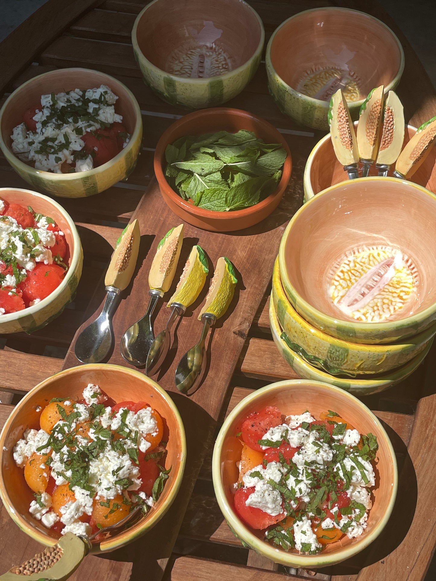 10 coupelles et cuillères melon