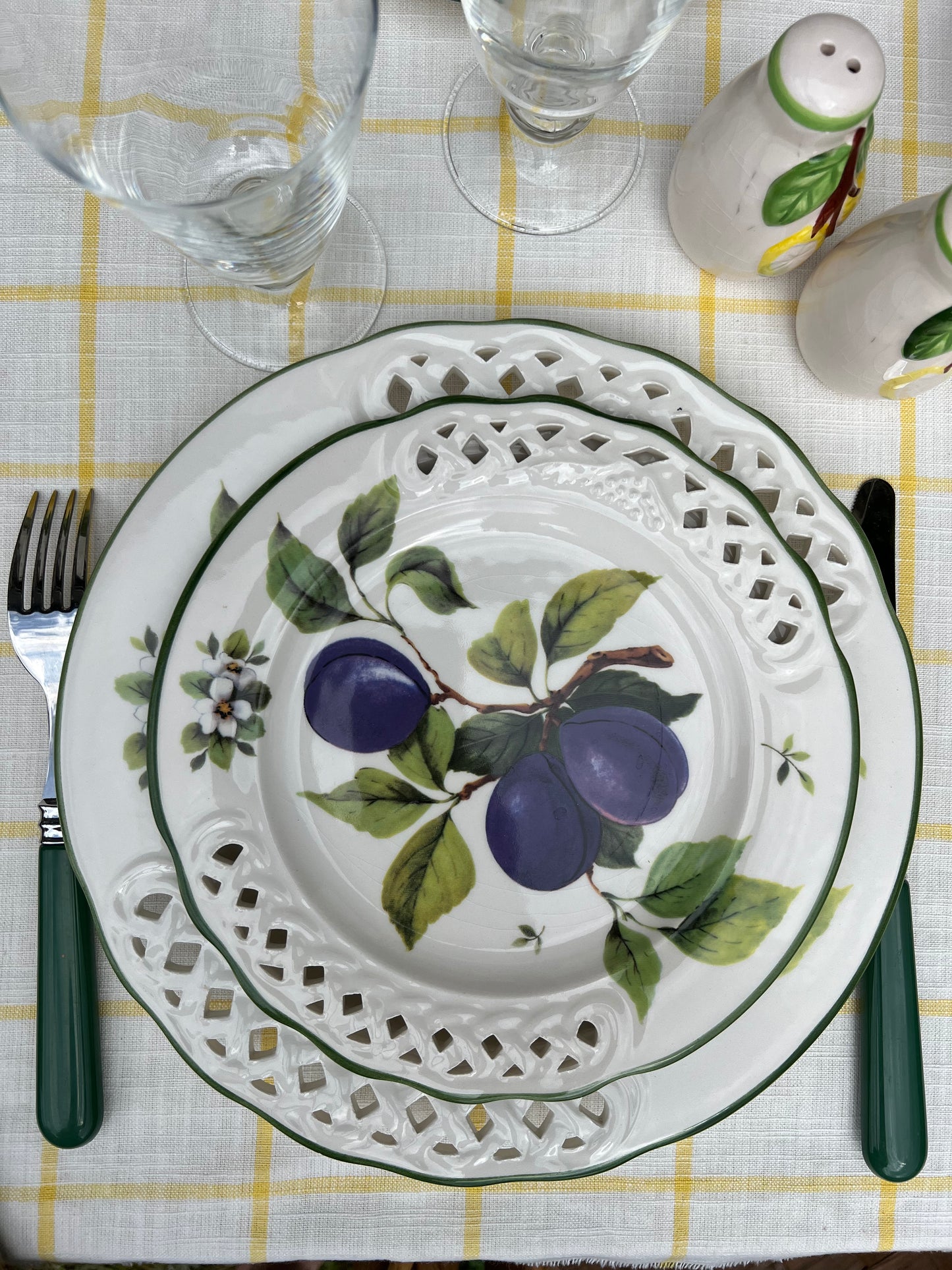 4 assiettes à dessert fruits Made in Italy