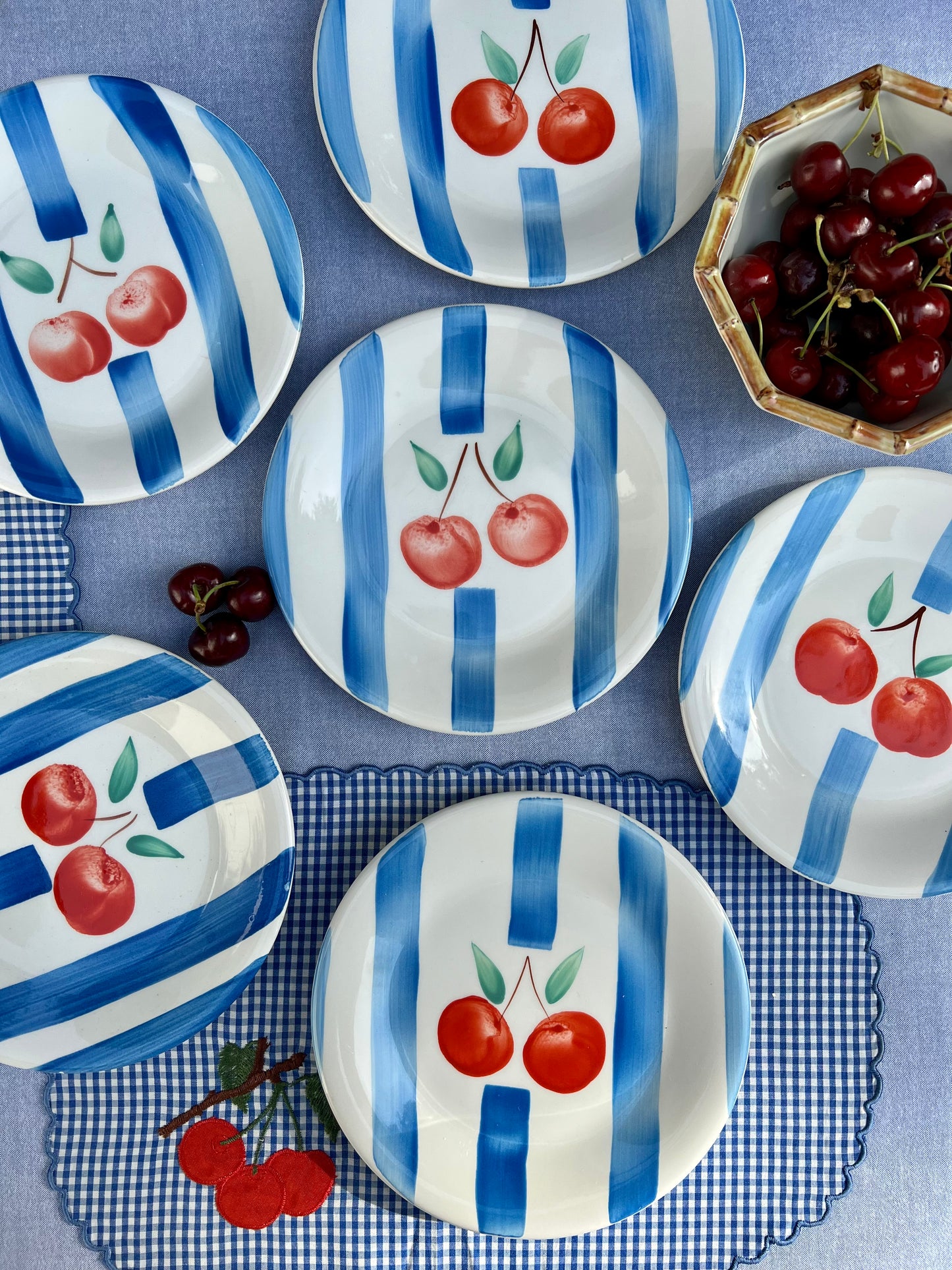 6 assiettes dessert cerises Made in Italy