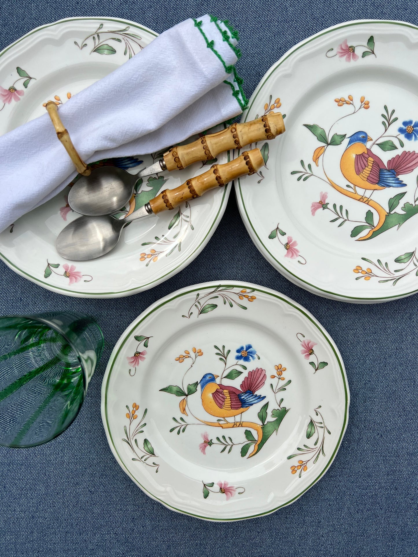 7 assiettes à dessert oiseaux