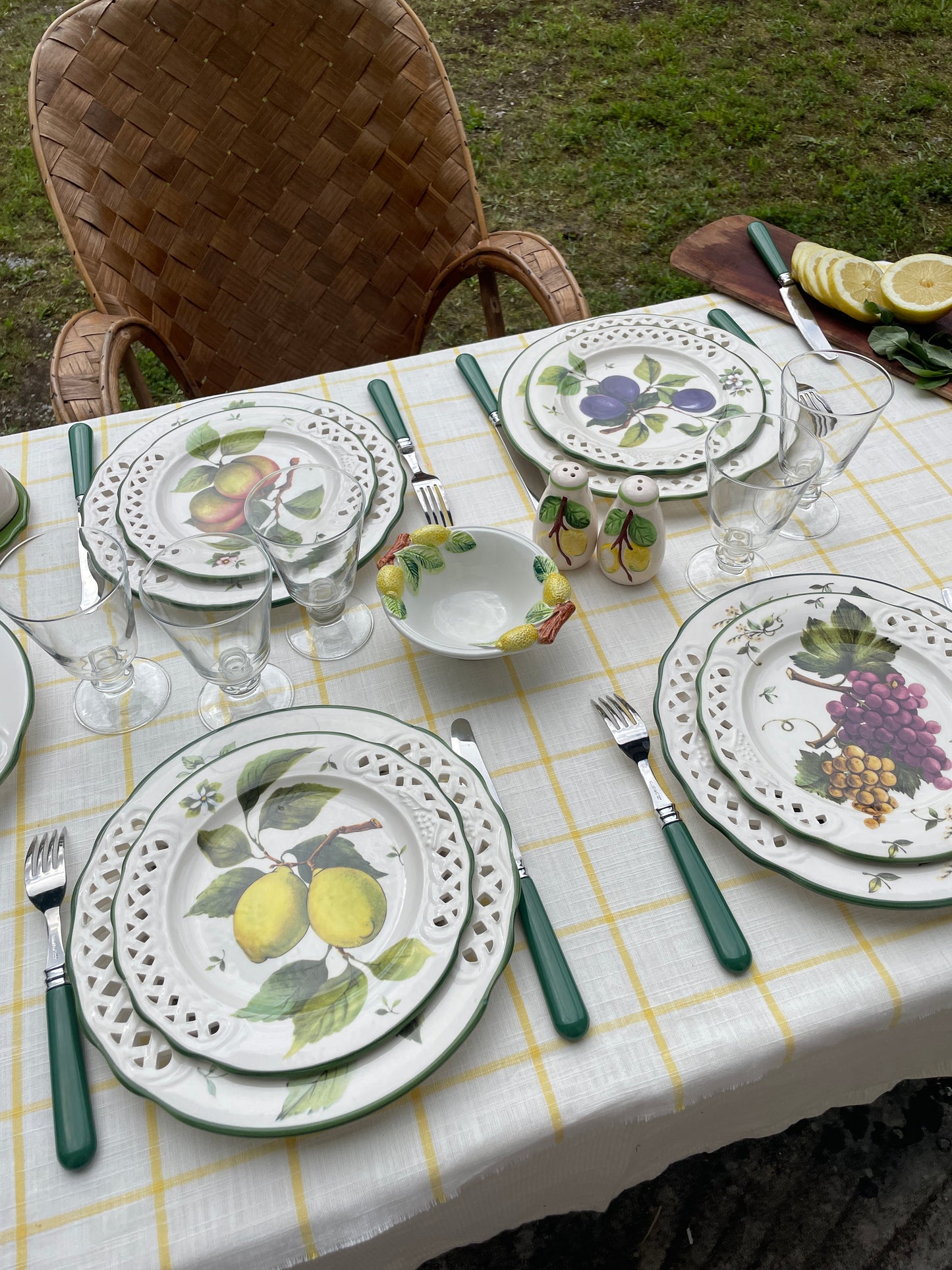 4 assiettes à dessert fruits Made in Italy