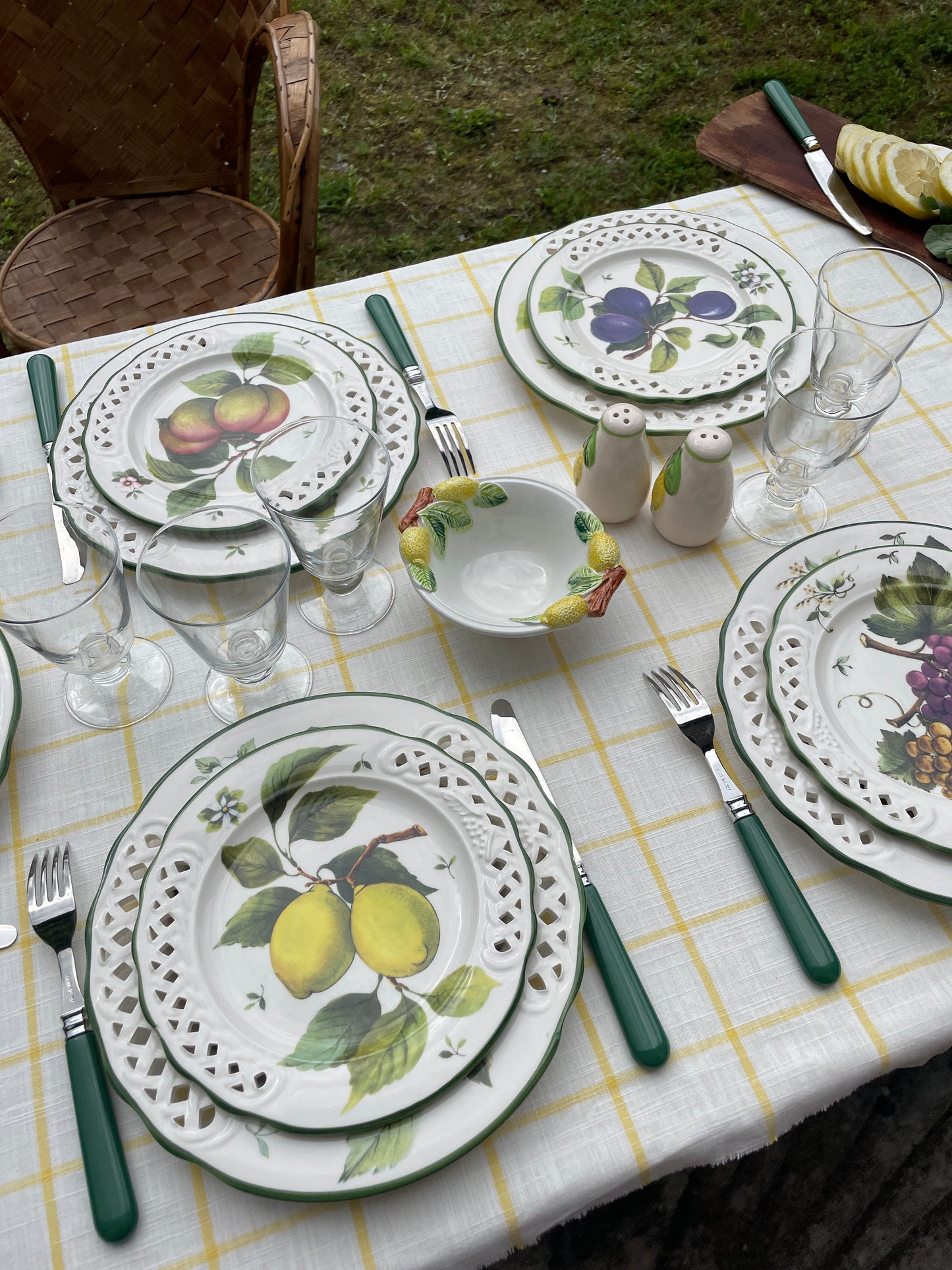 4 assiettes à dessert fruits Made in Italy