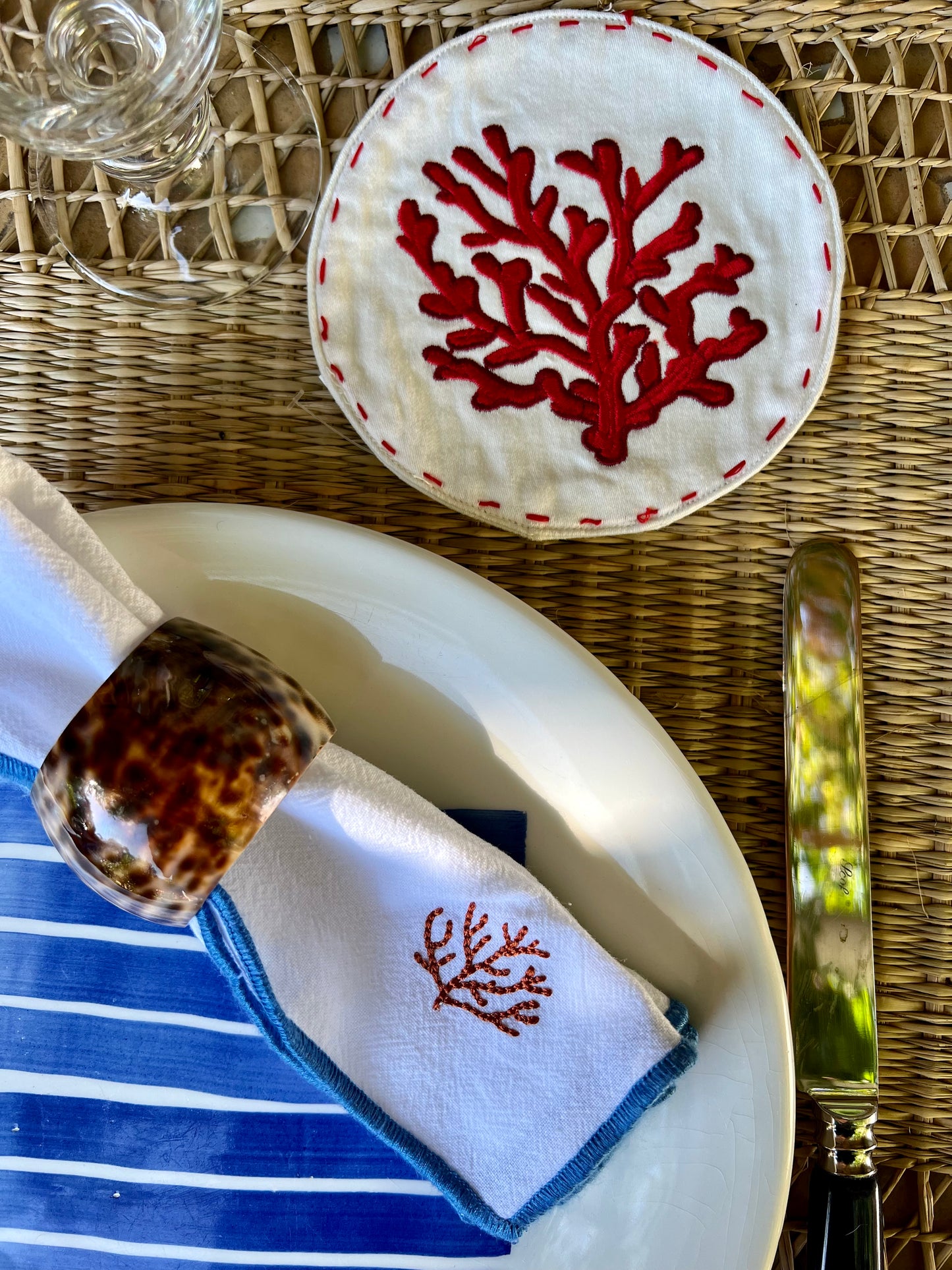 8 ronds de serviettes coquillage
