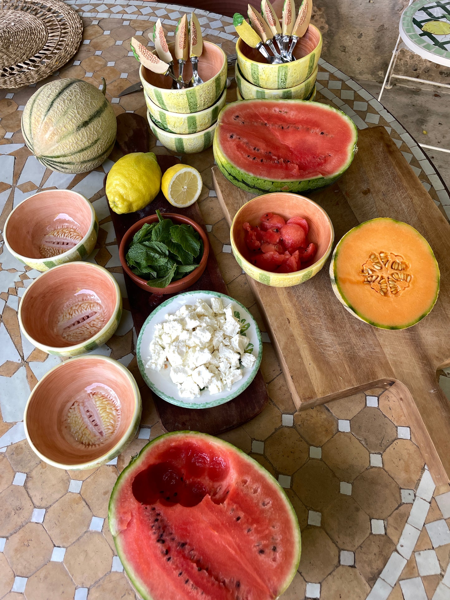 10 coupelles et cuillères melon