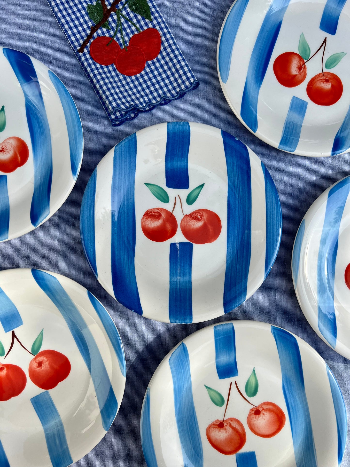 6 assiettes dessert cerises Made in Italy