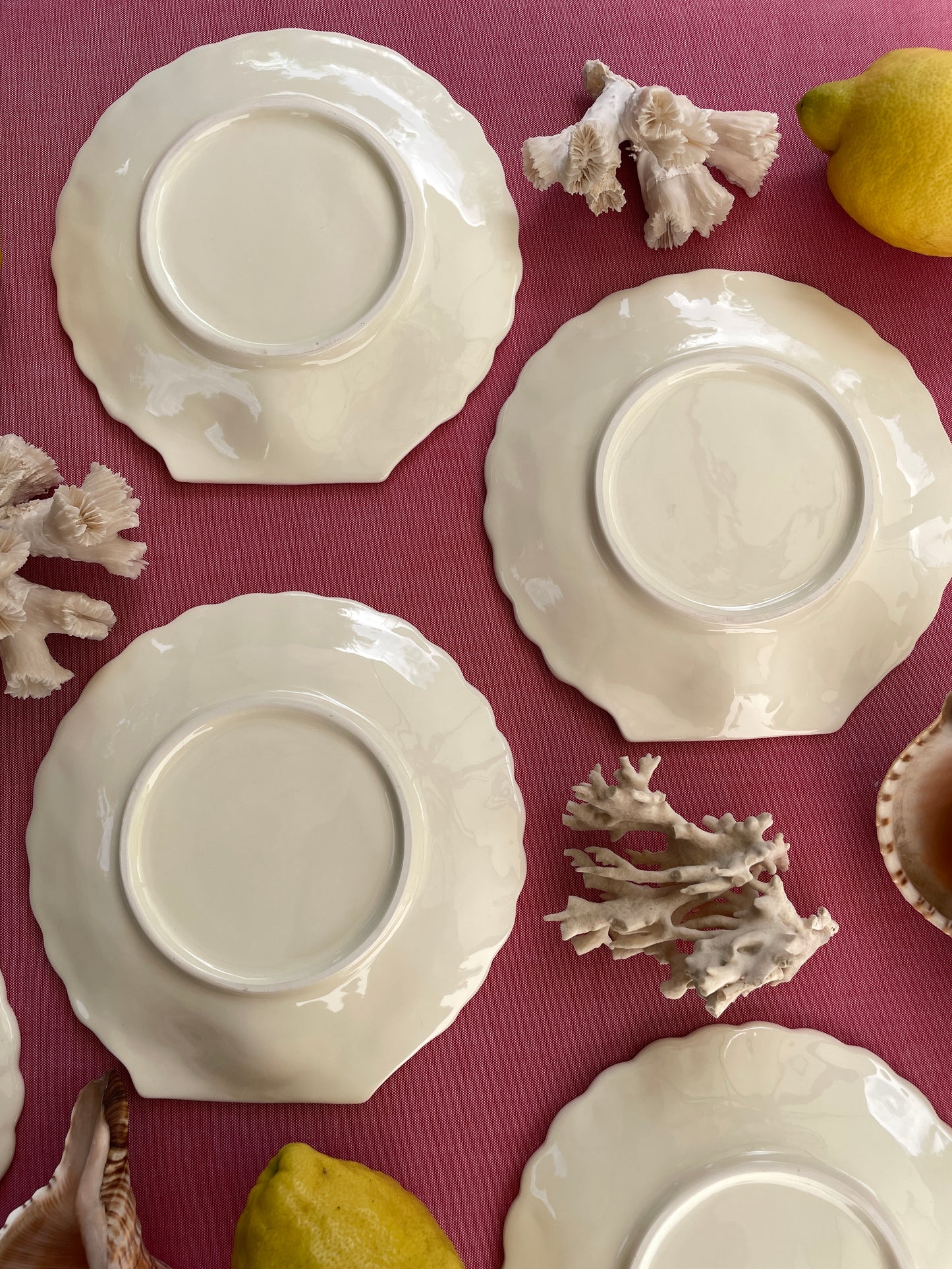 6 assiettes à dessert corail