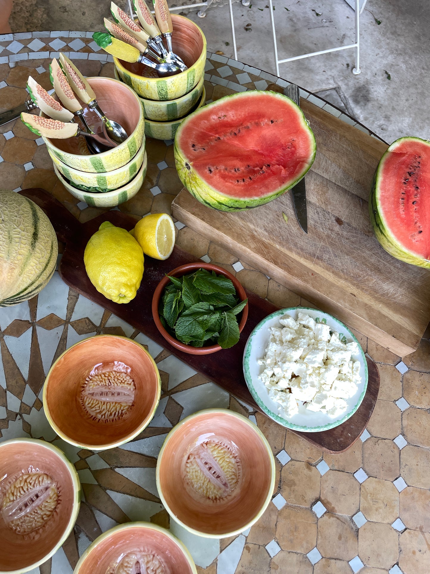 10 coupelles et cuillères melon