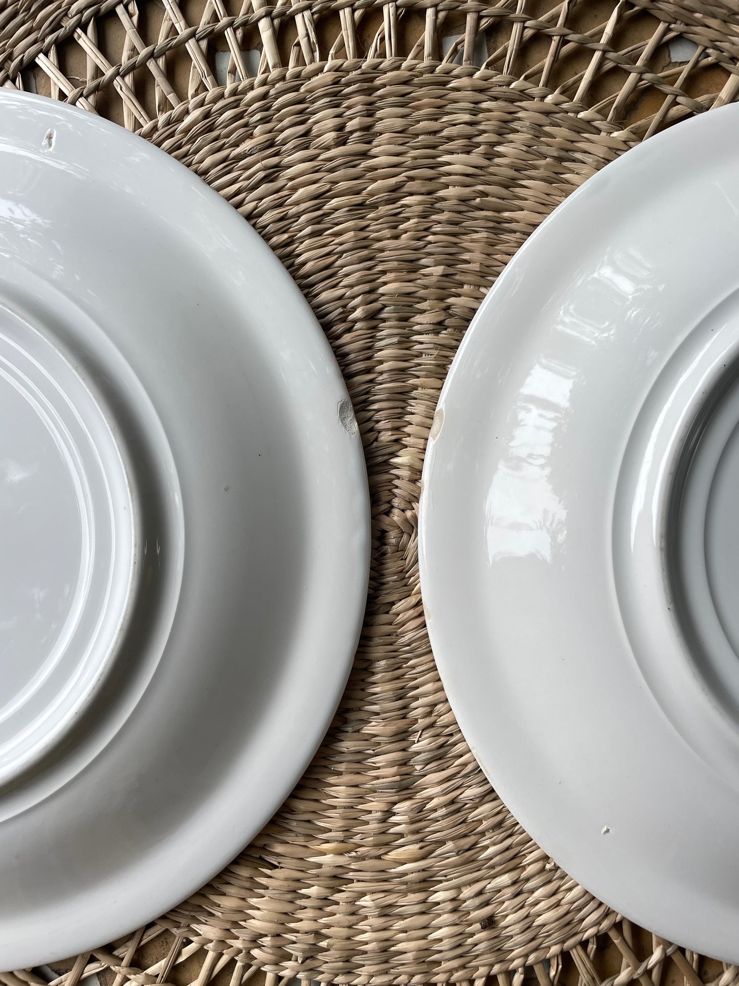 6 assiettes plates décor rayures et fruits Made in Italy