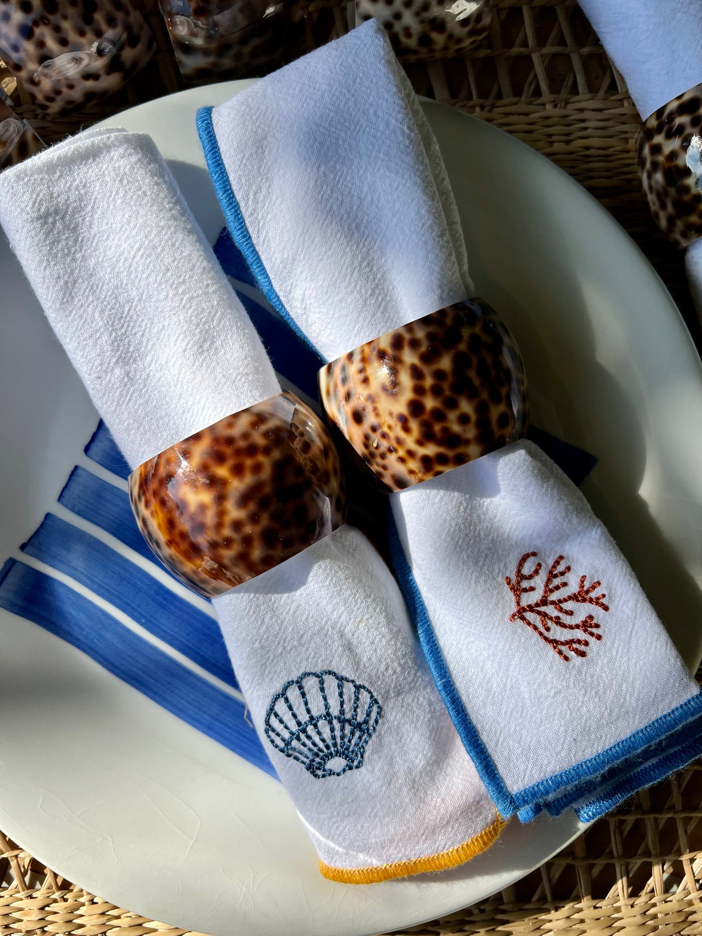 8 ronds de serviettes coquillage
