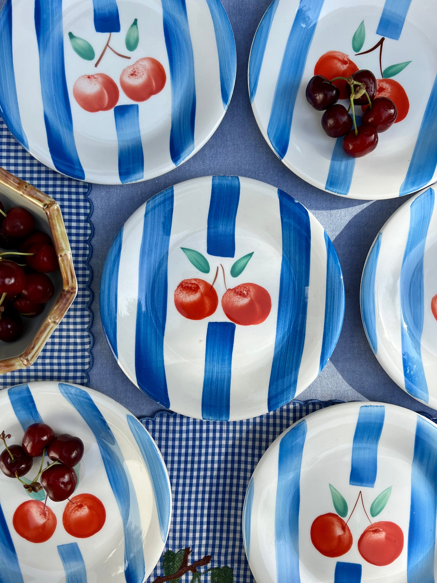 6 assiettes dessert cerises Made in Italy