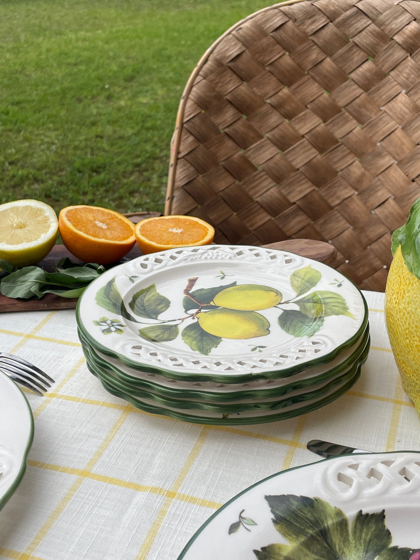 4 assiettes à dessert fruits Made in Italy