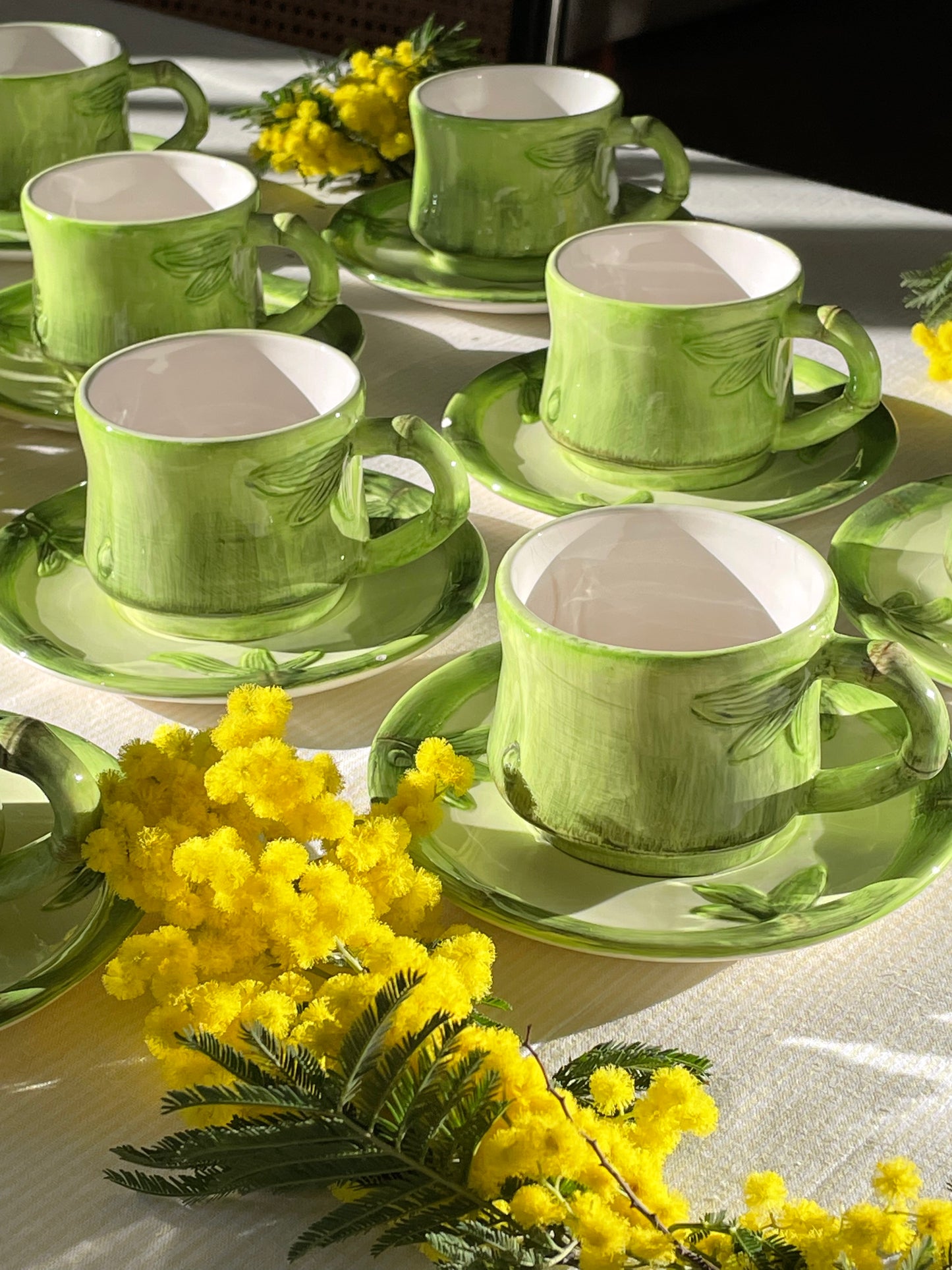 6 tasses à café décor bambou