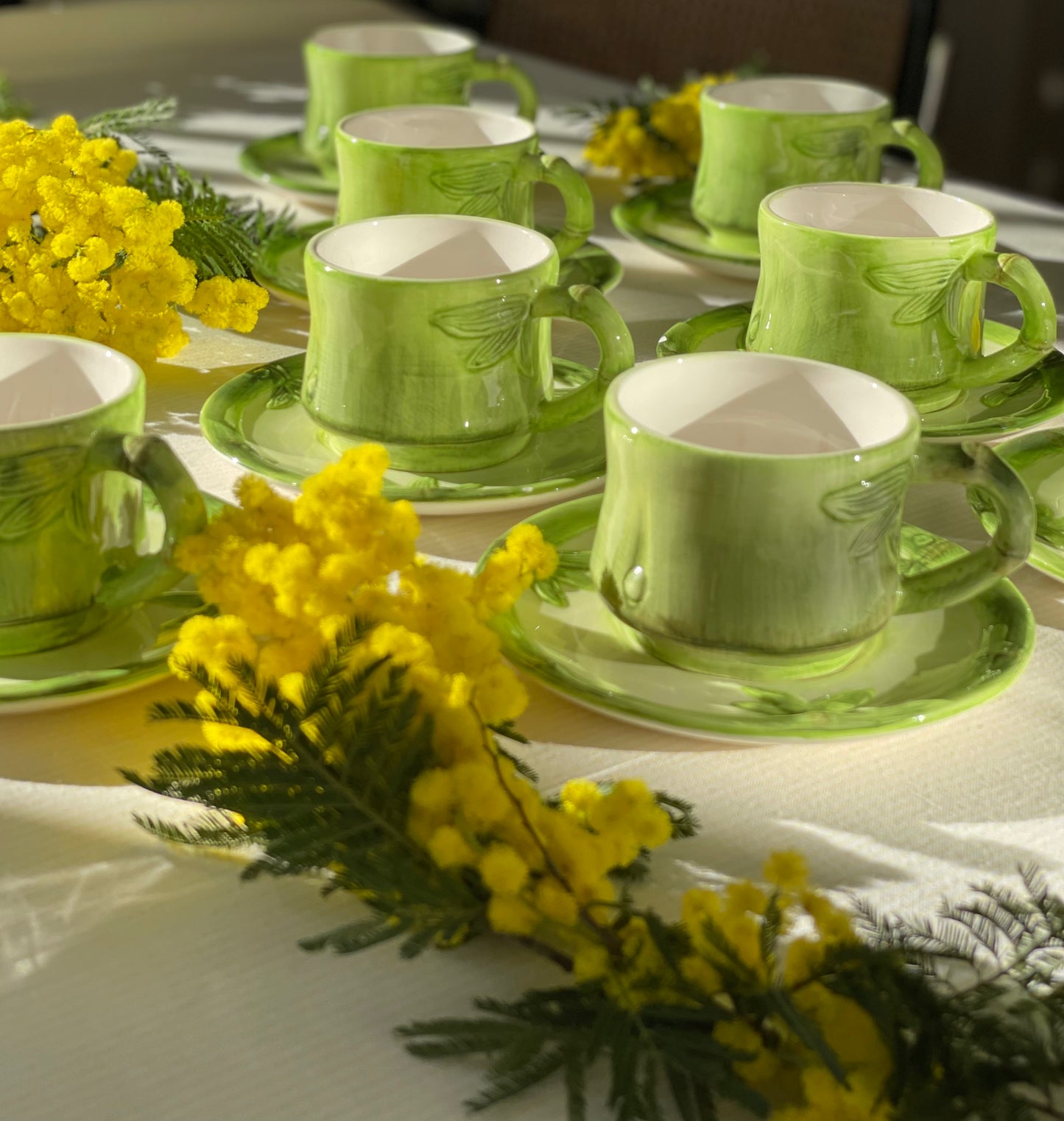 6 tasses à café décor bambou