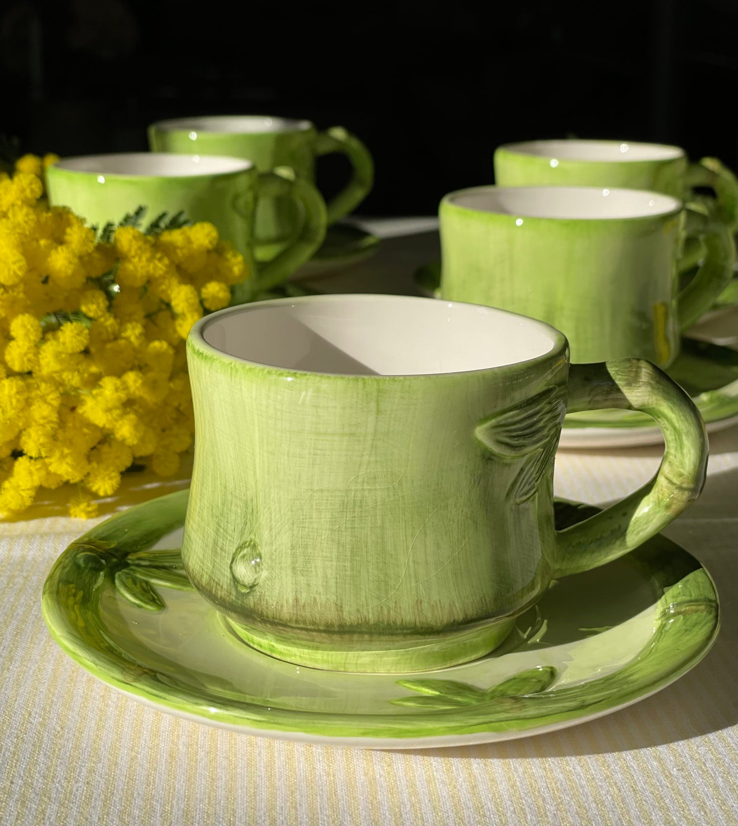 6 tasses à café décor bambou