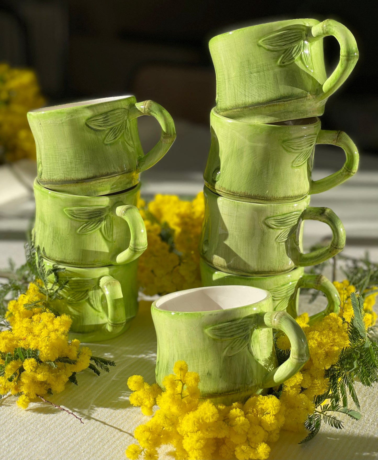 6 tasses à café décor bambou