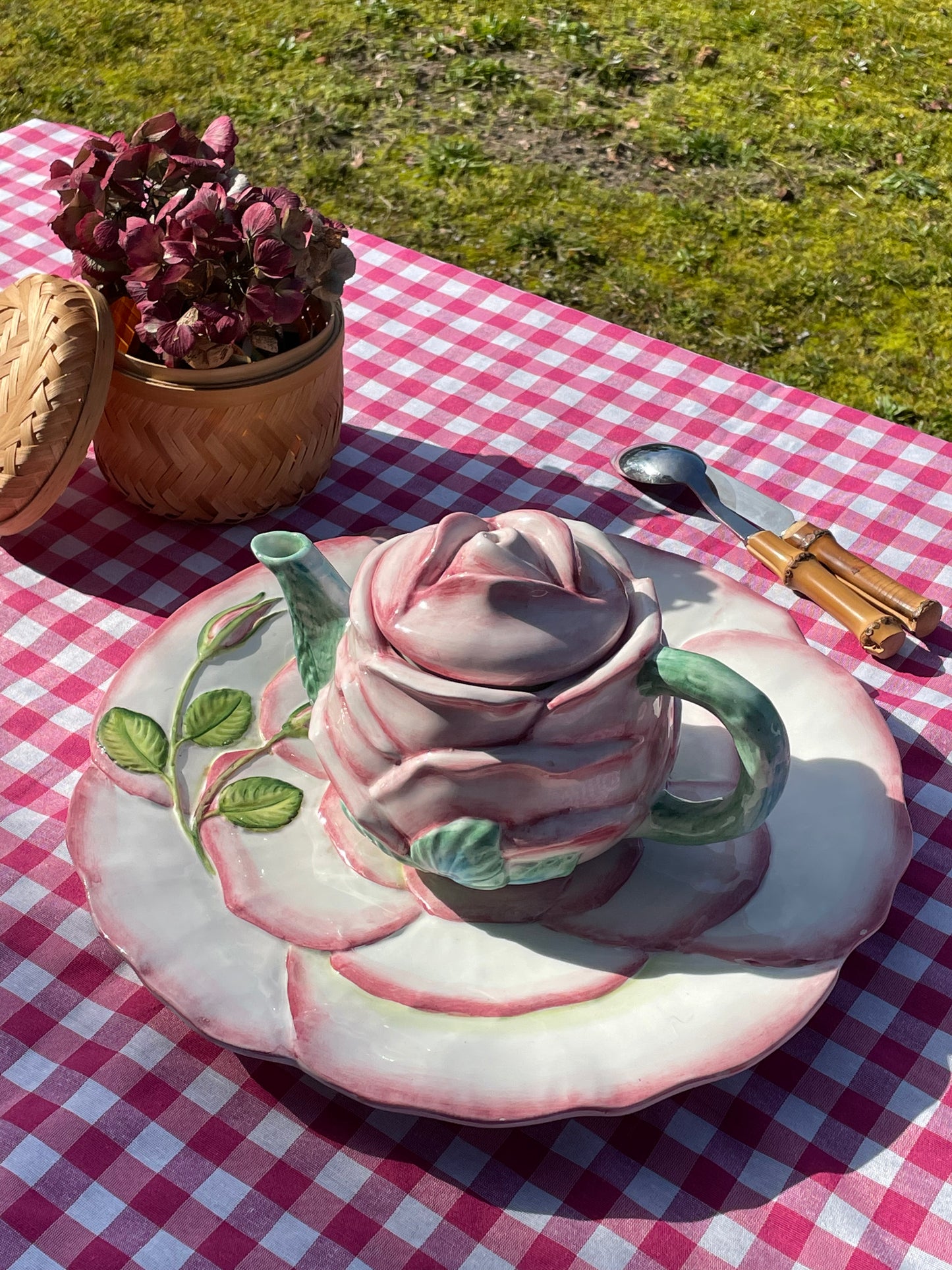 Théière et plat Rose Made in Italy