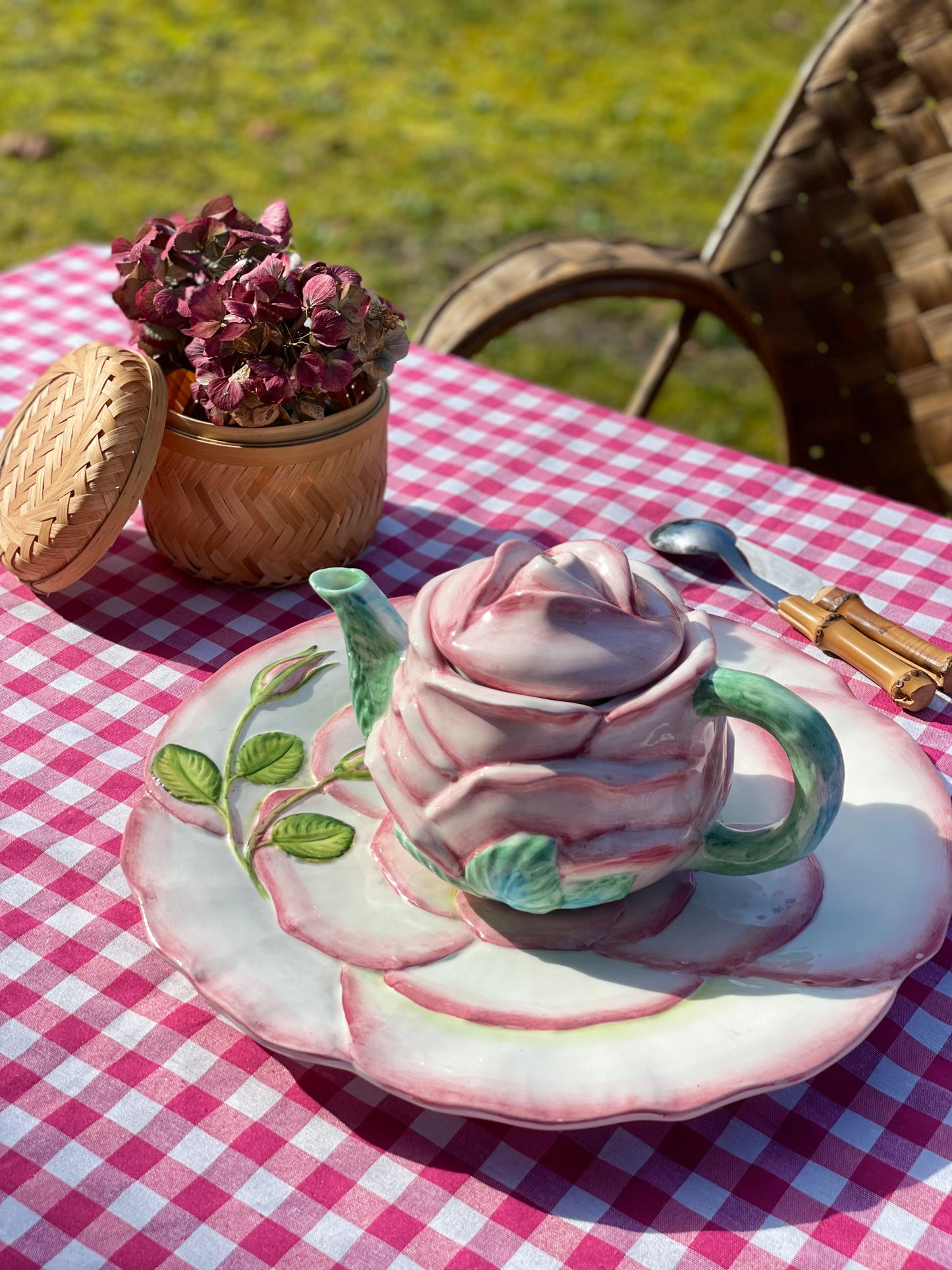 Théière et plat Rose Made in Italy