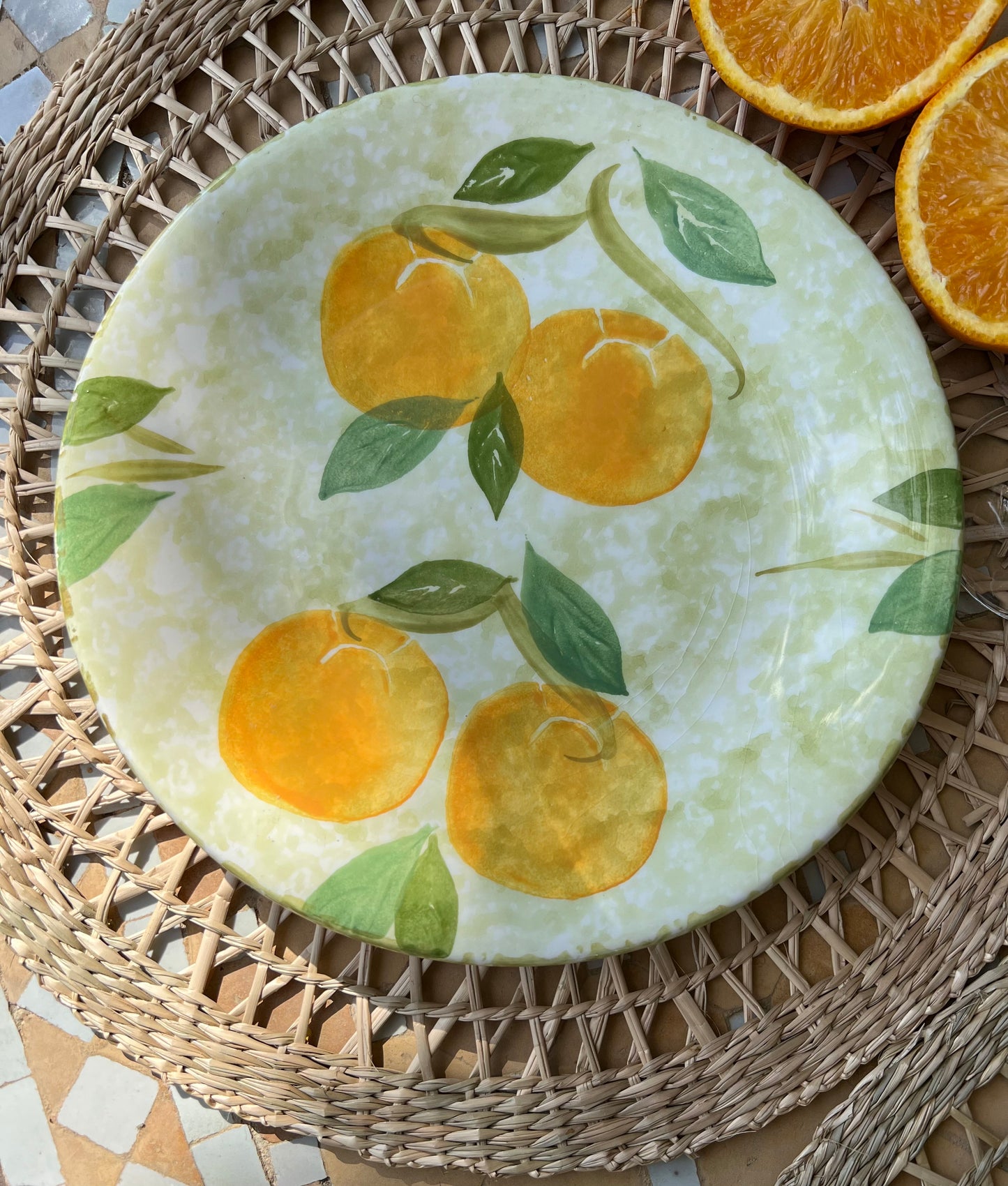 8 assiettes plates oranges Made in Italy