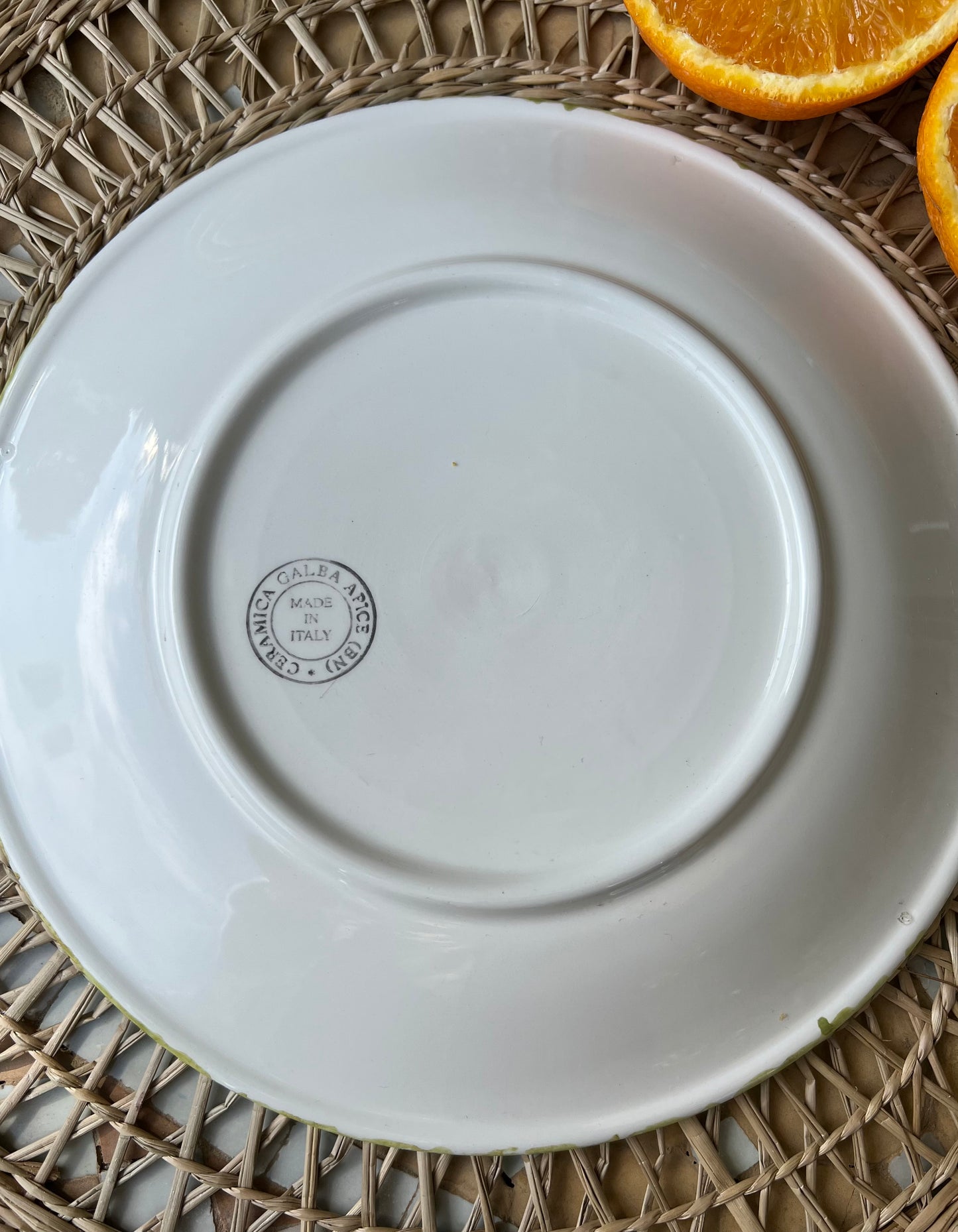 8 assiettes plates oranges Made in Italy