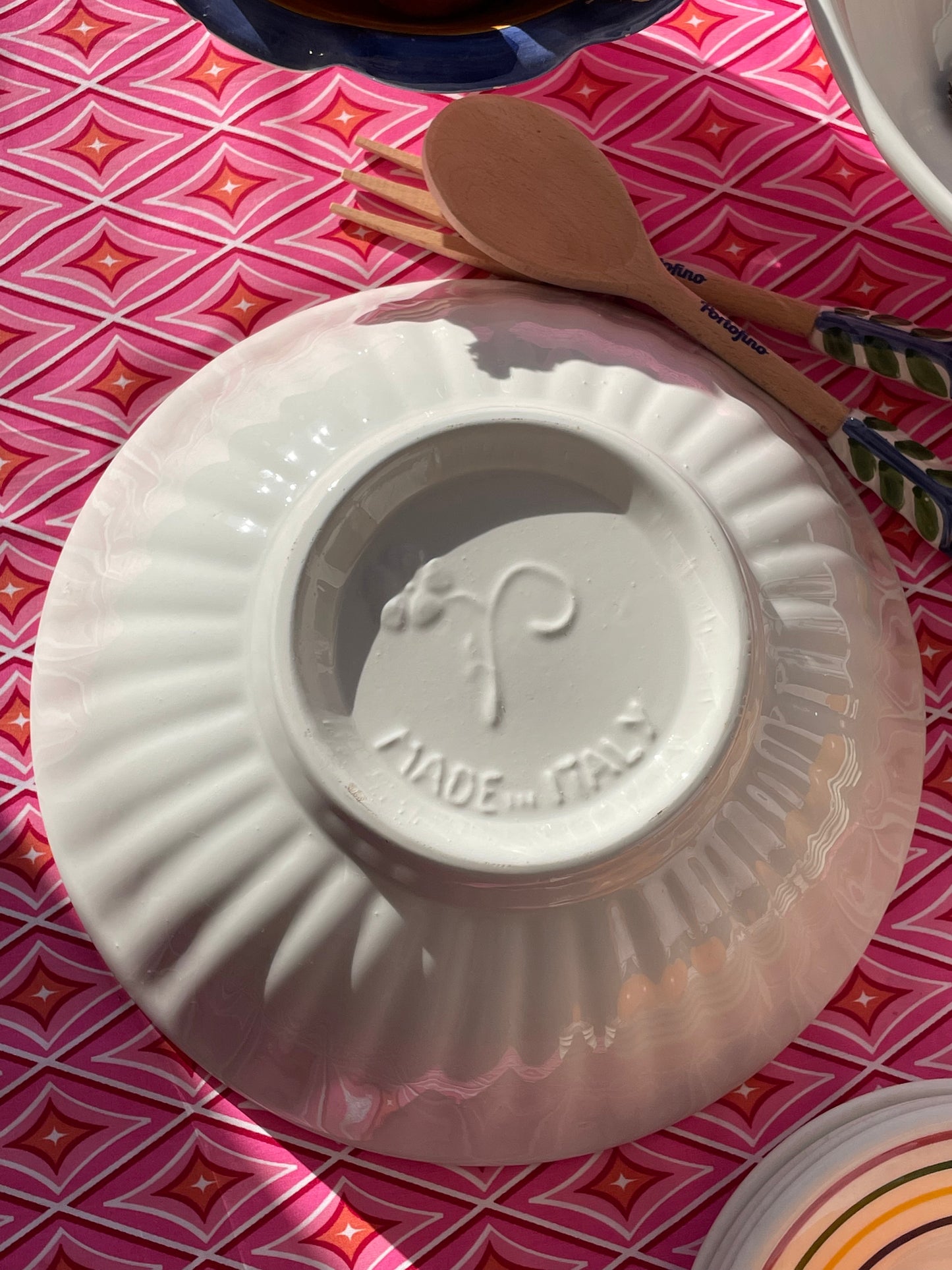 Grand saladier bord rose Made in Italy