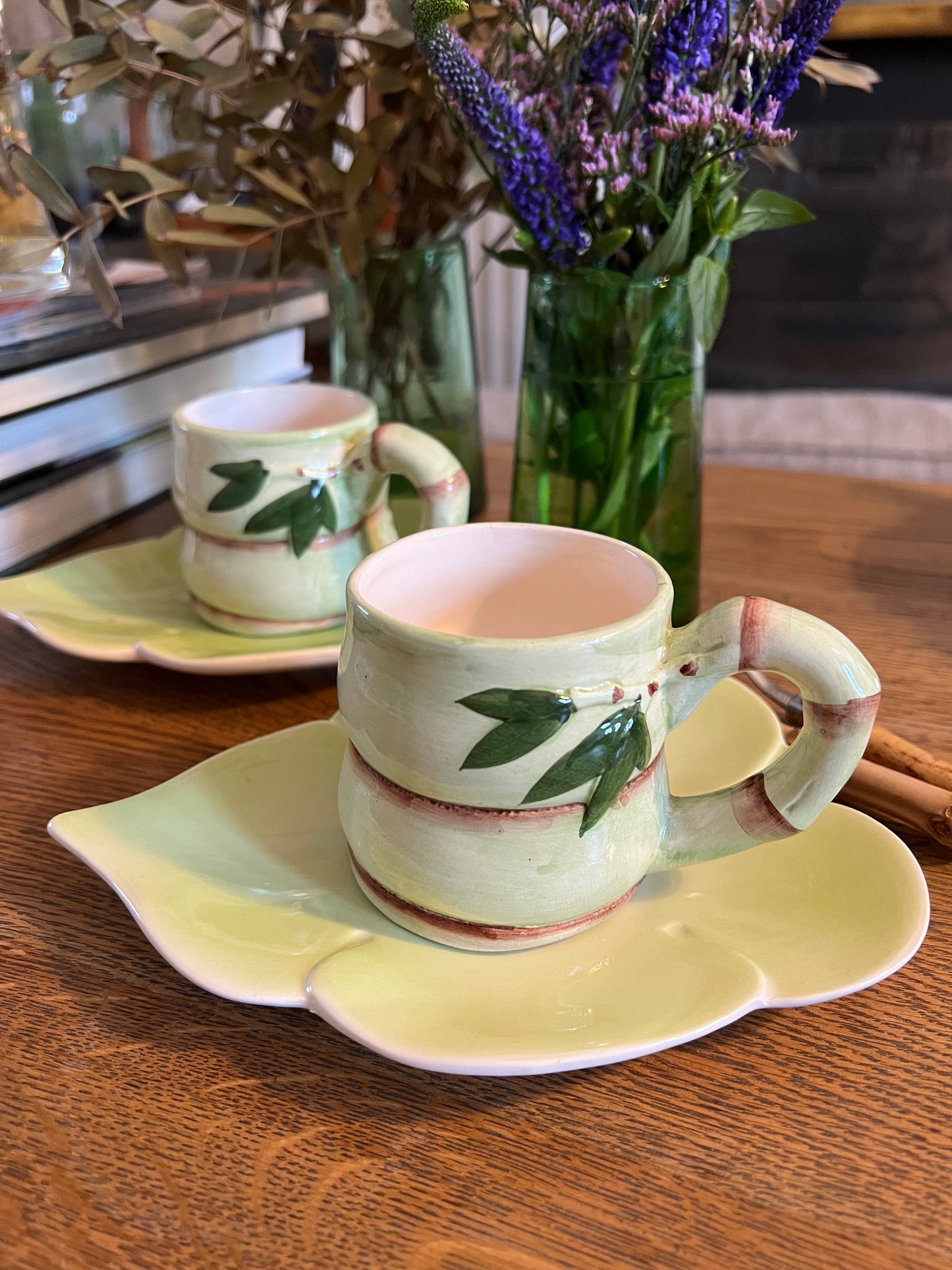2 tasses bambou avec sous tasses