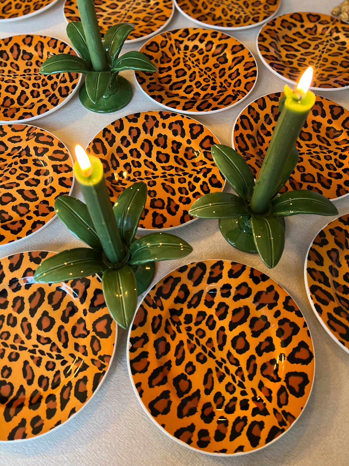 12 assiettes dessert Leopard Made in Italy