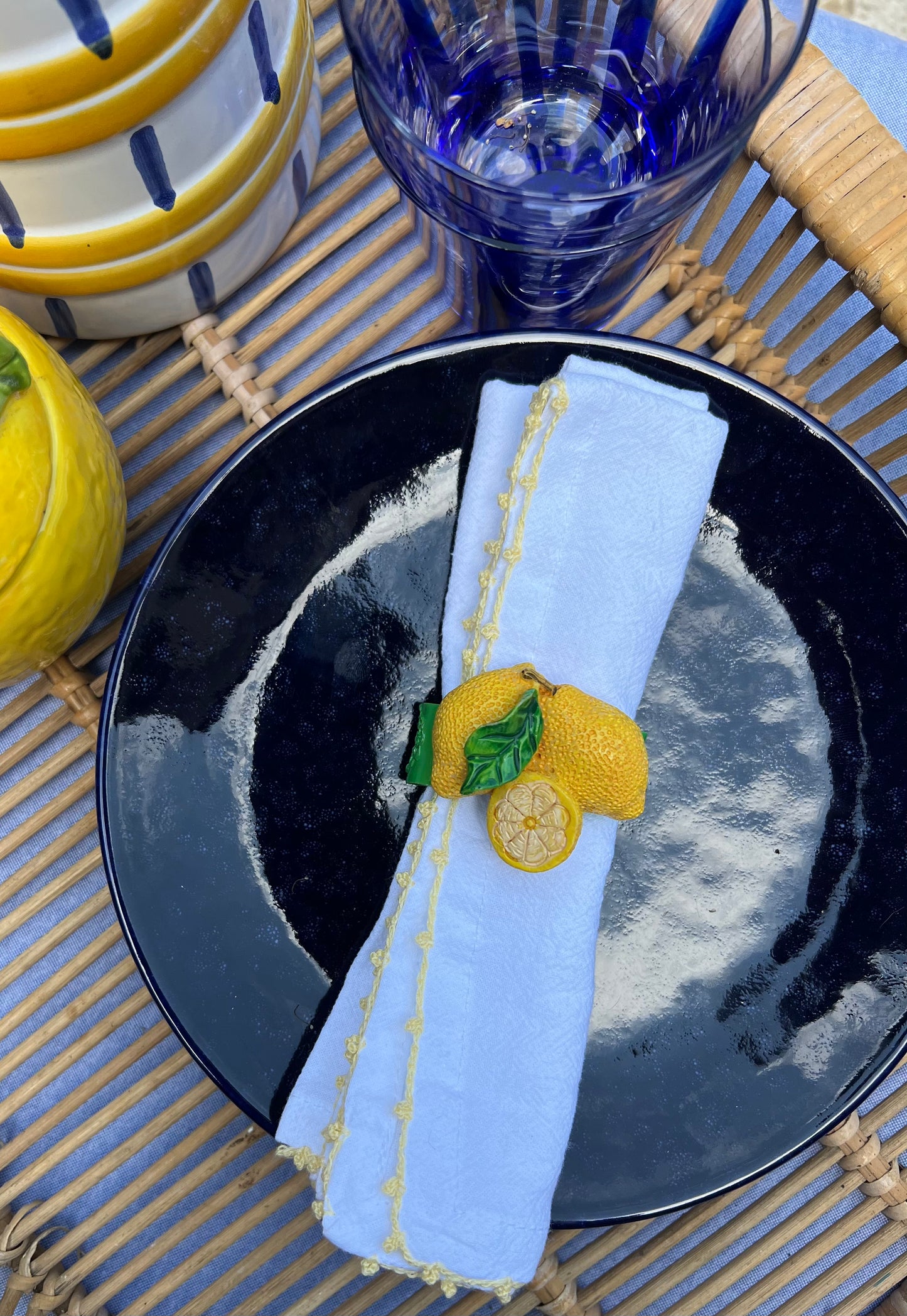6 ronds de serviettes Citrons
