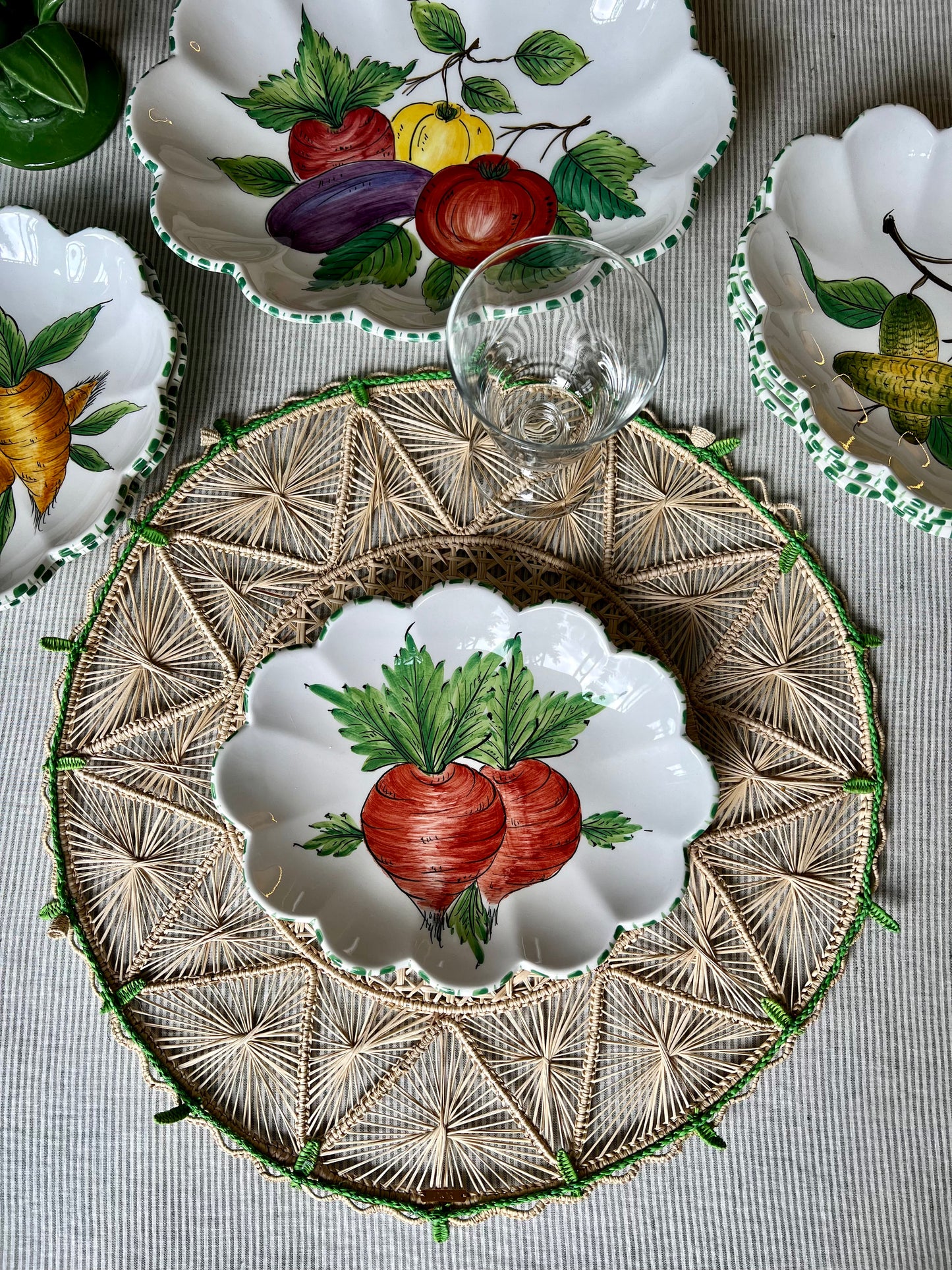 1 ensemble saladier et 6 coupelles Fruits Made in Italy