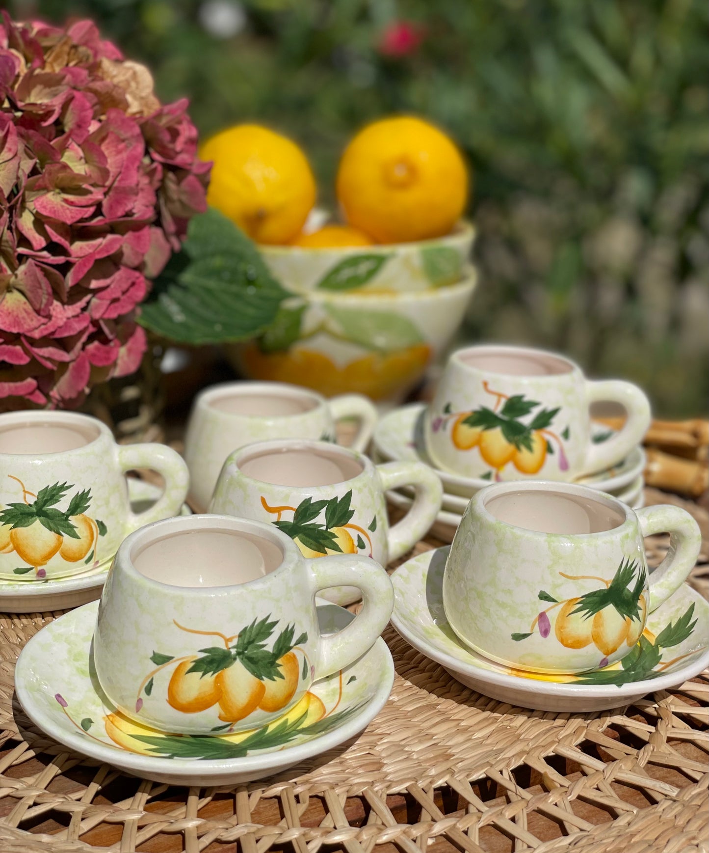 10 tasses à expresso citrons Made in Italy