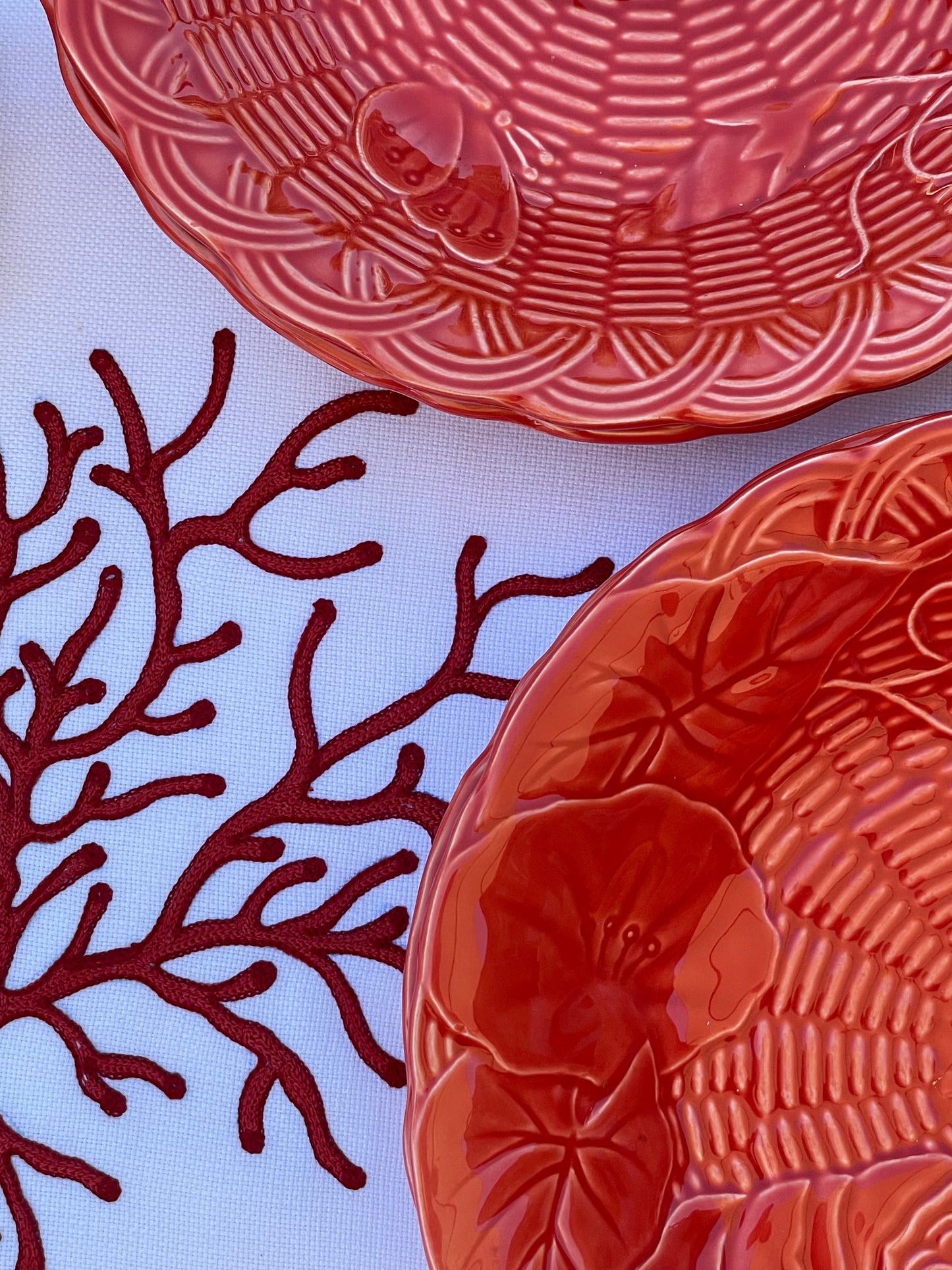 8 assiettes semi creuses corail