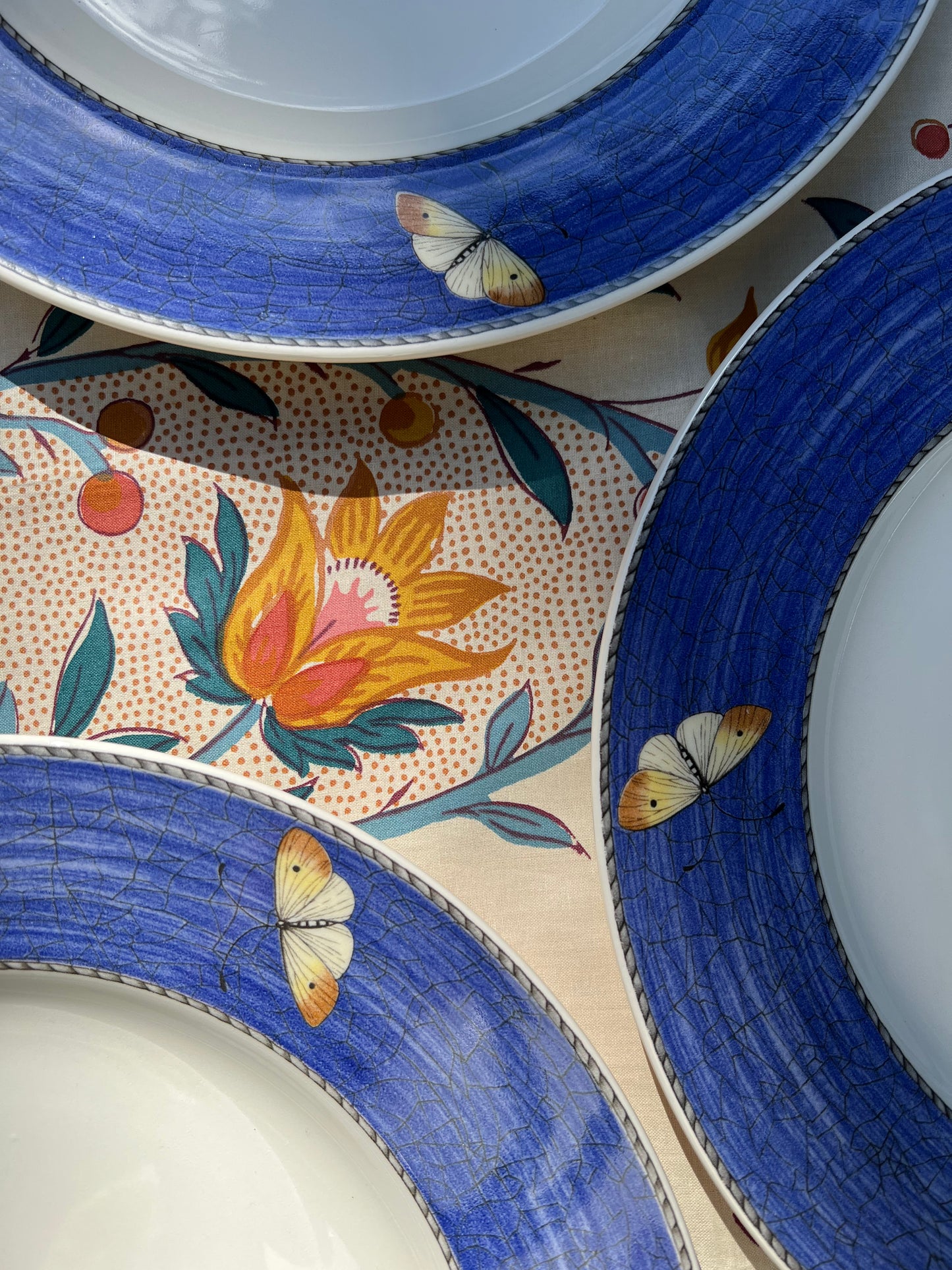 4 grandes assiettes plates papillon Wedgwood