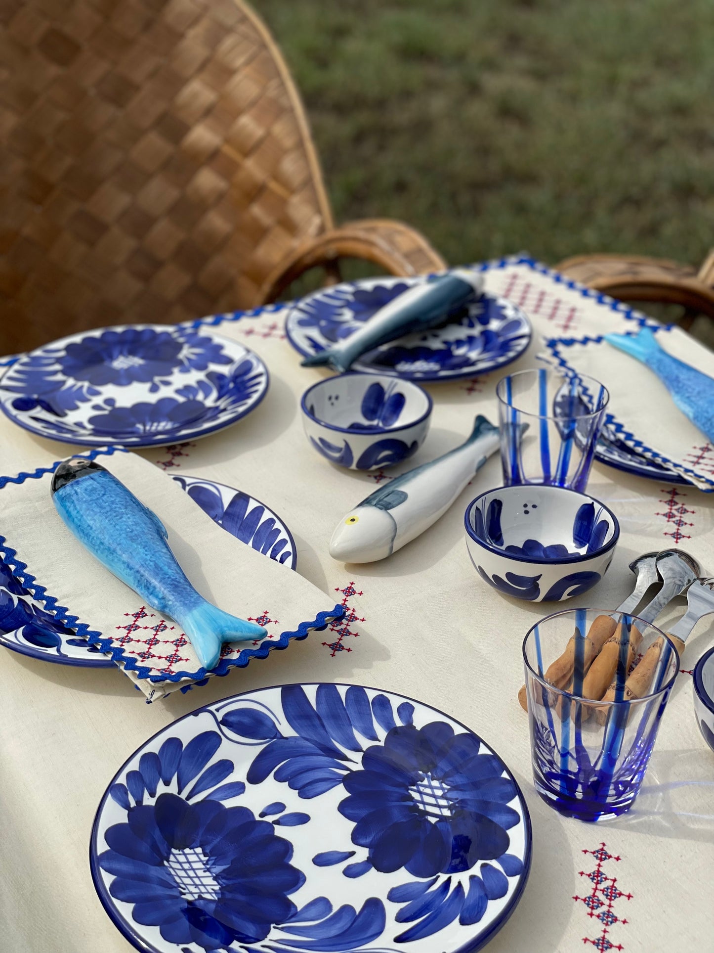 6 assiettes à dessert fleurs Ibiza