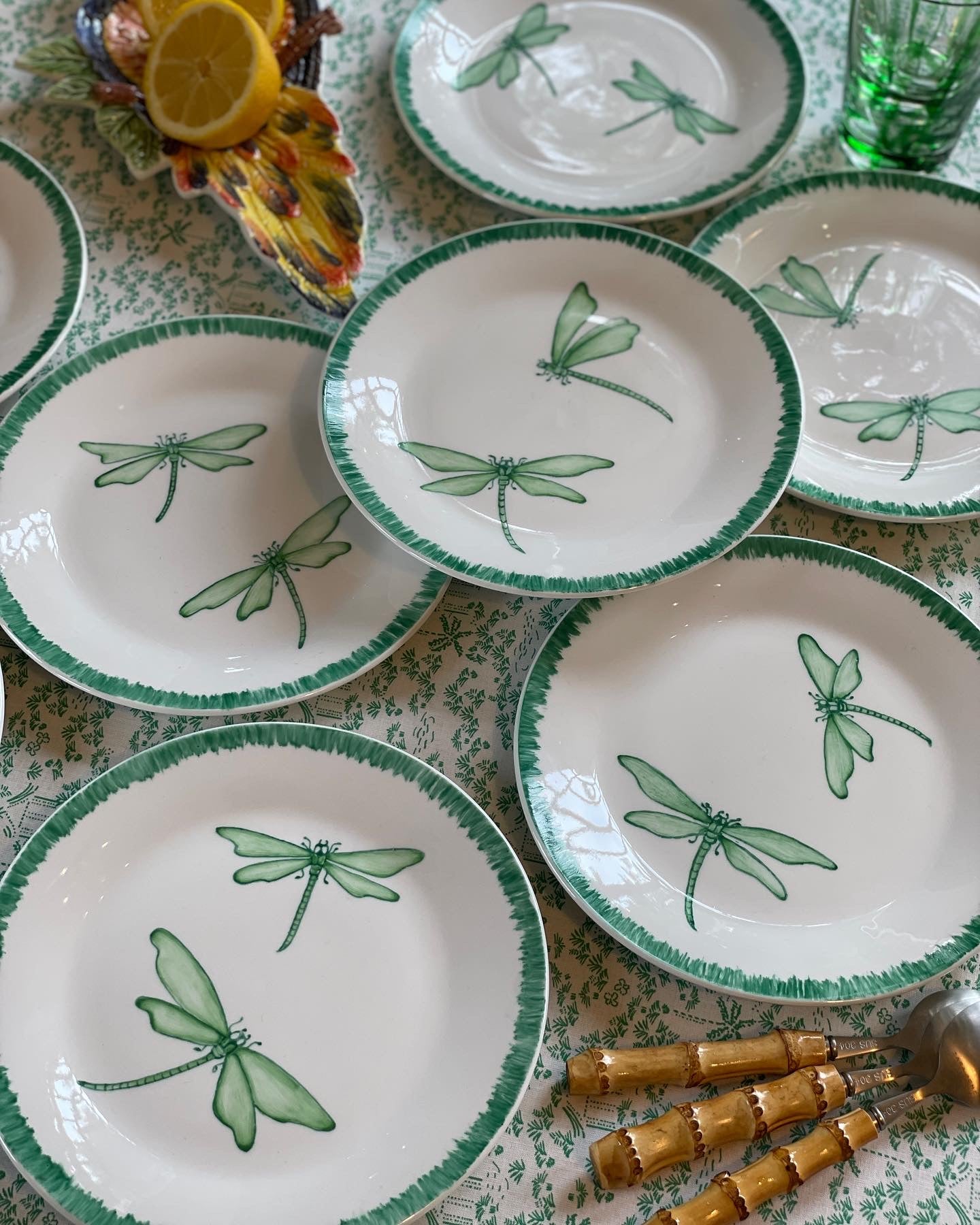 8 assiettes à dessert libellules Francesca