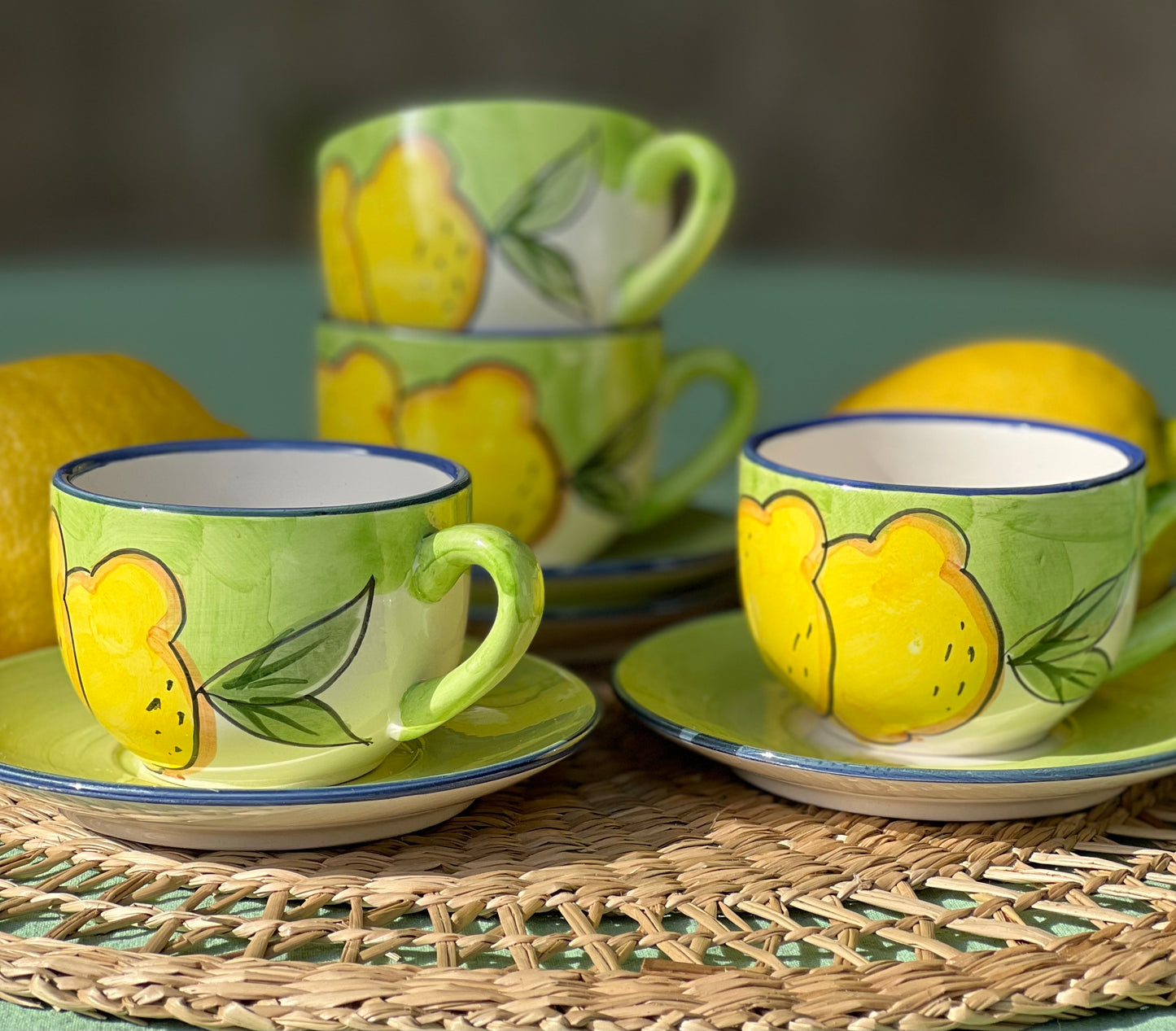 4 tasses à café citrons