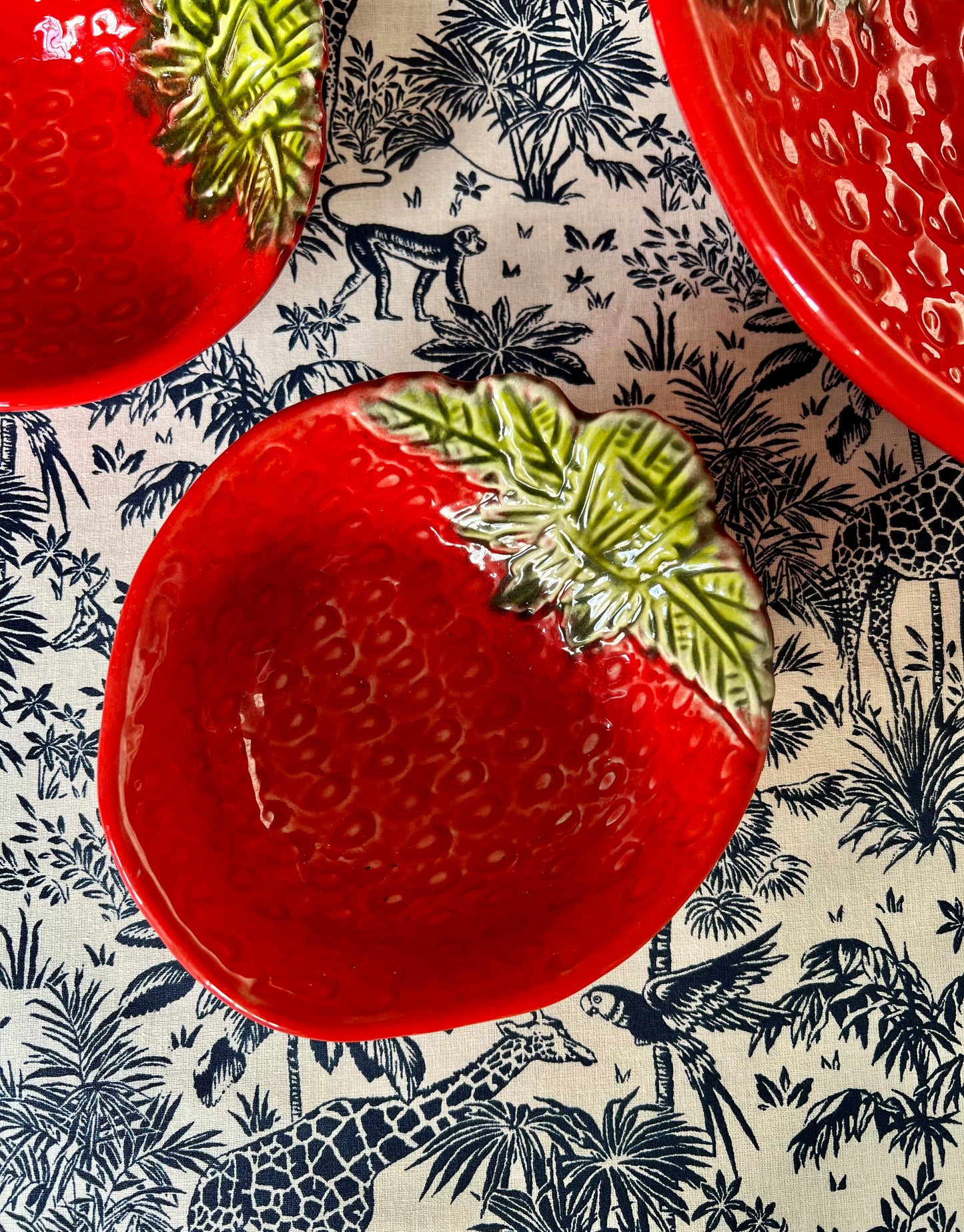 Ensemble 1 saladier et 5 coupelles fraises