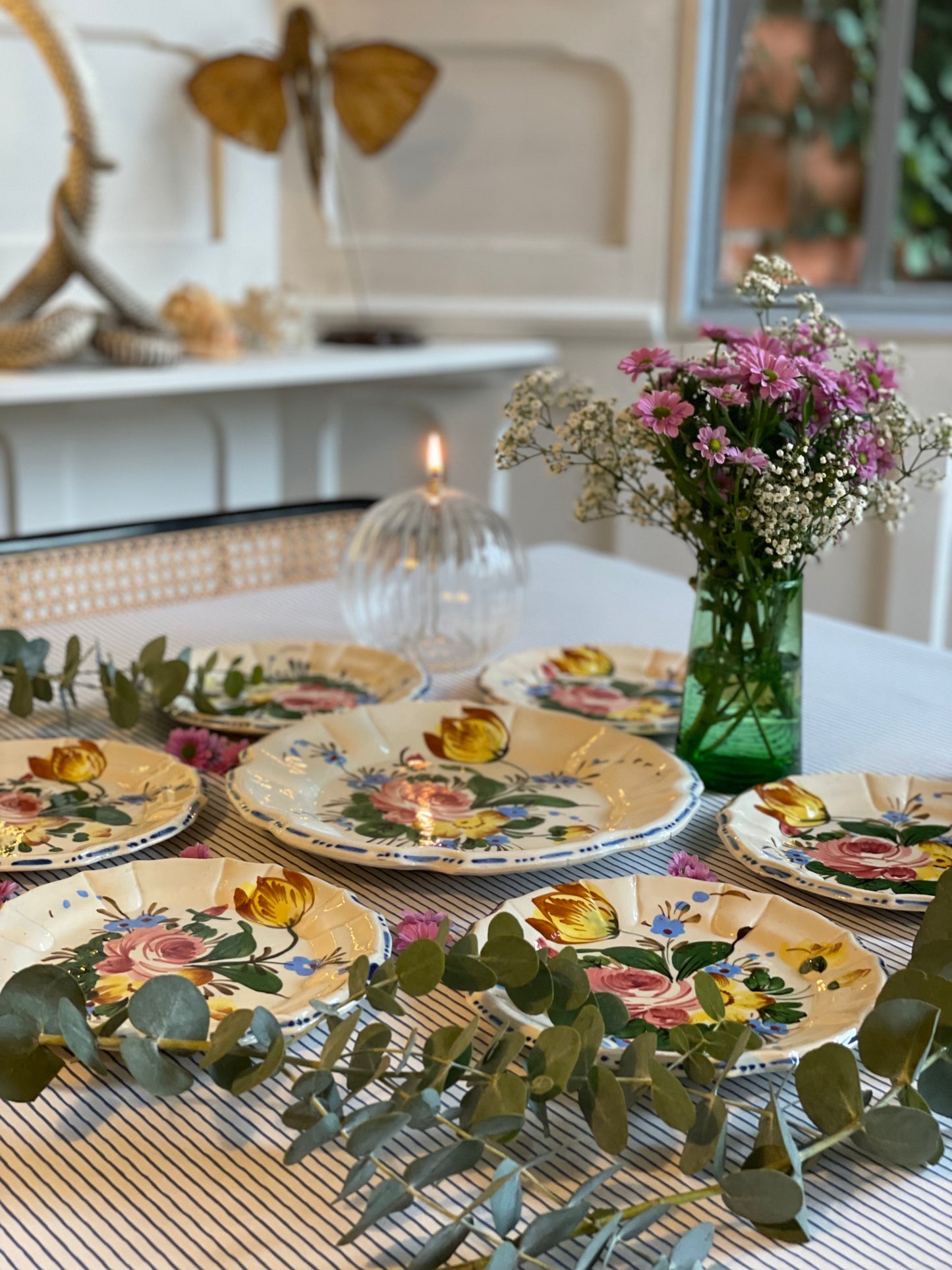 6 petites assiettes dessert fleurs Made in Italy
