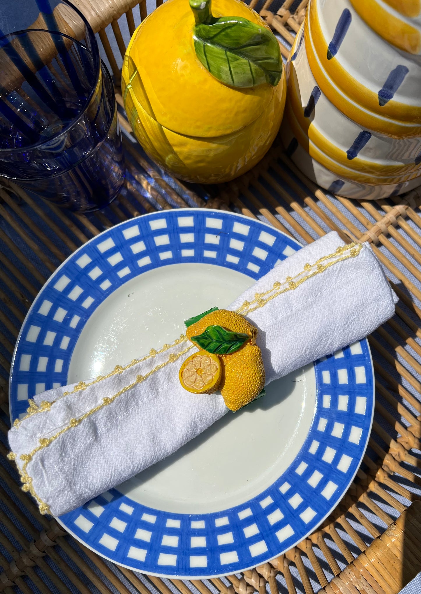 6 ronds de serviettes Citrons