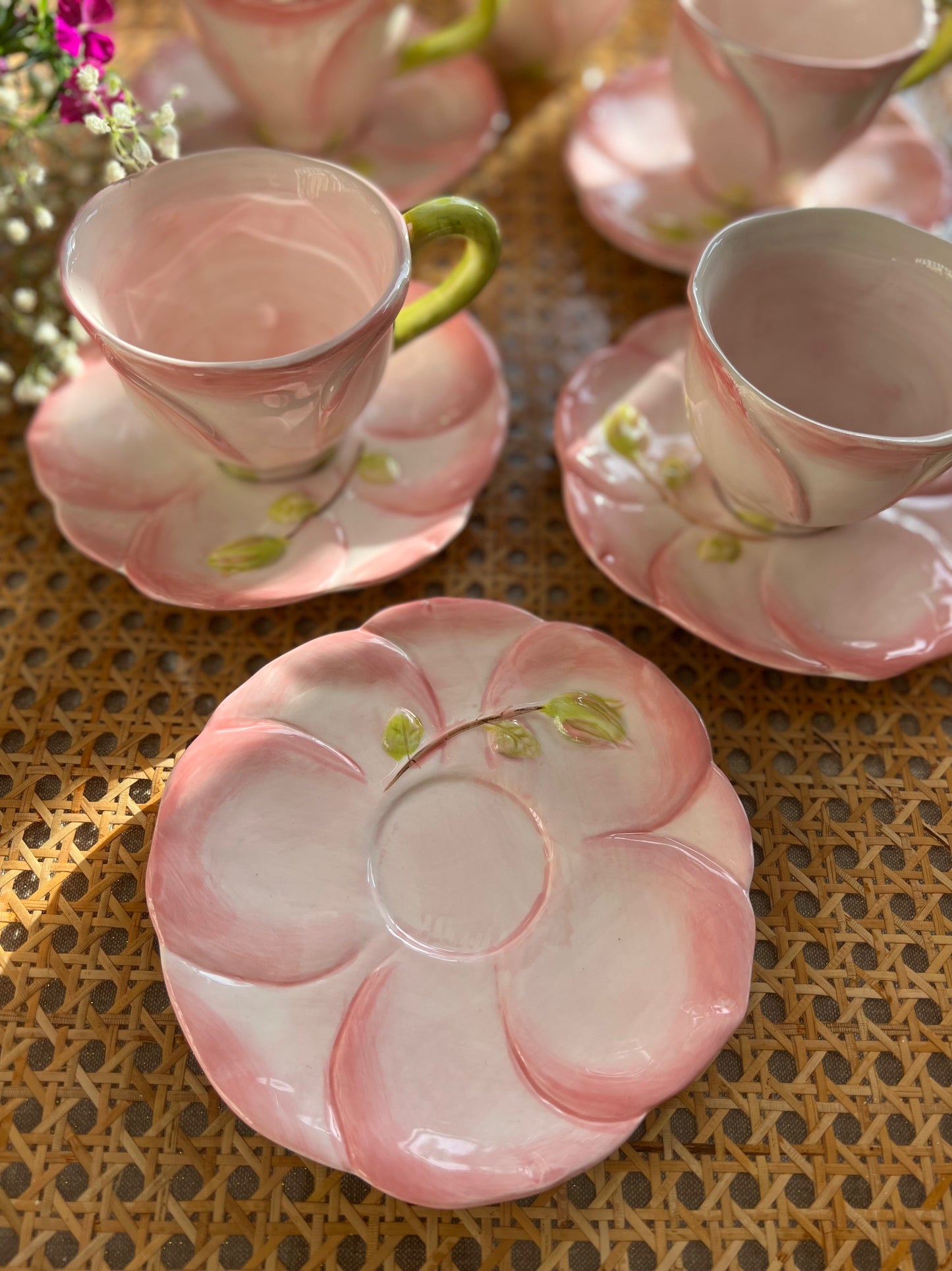 5 tasses à café/thé fleurs